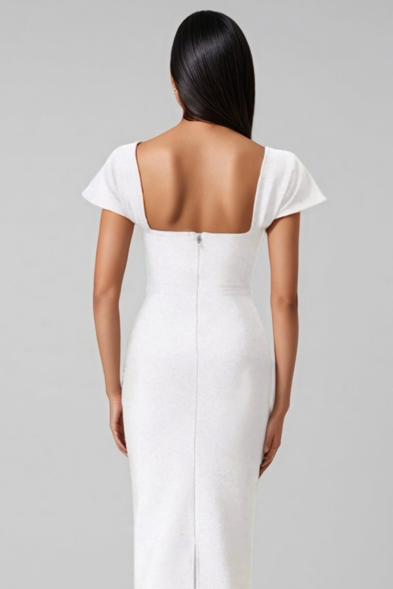 Cesca Diamond Bandage White Maxi Dress