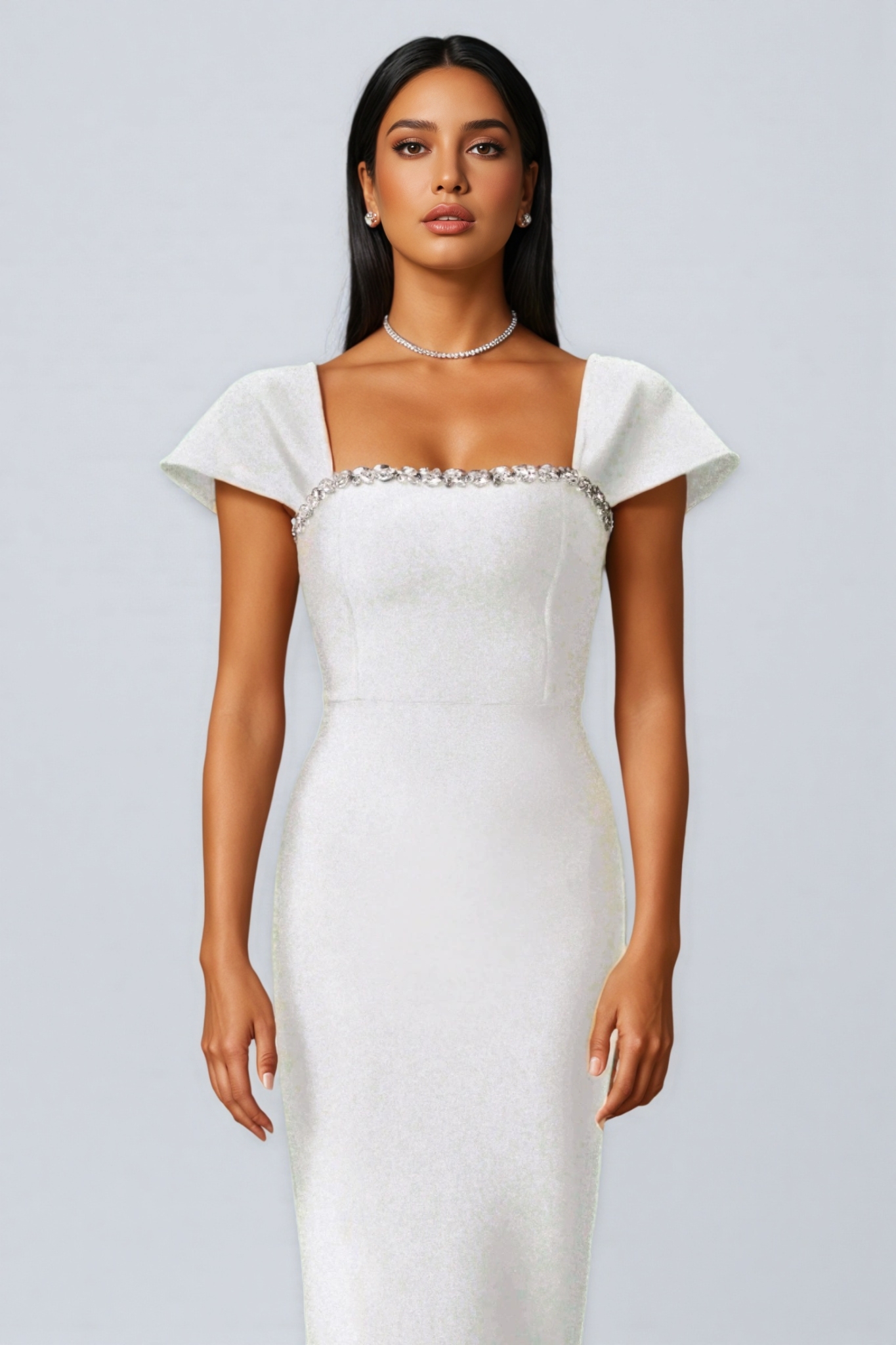 Cesca Diamond Bandage White Maxi Dress