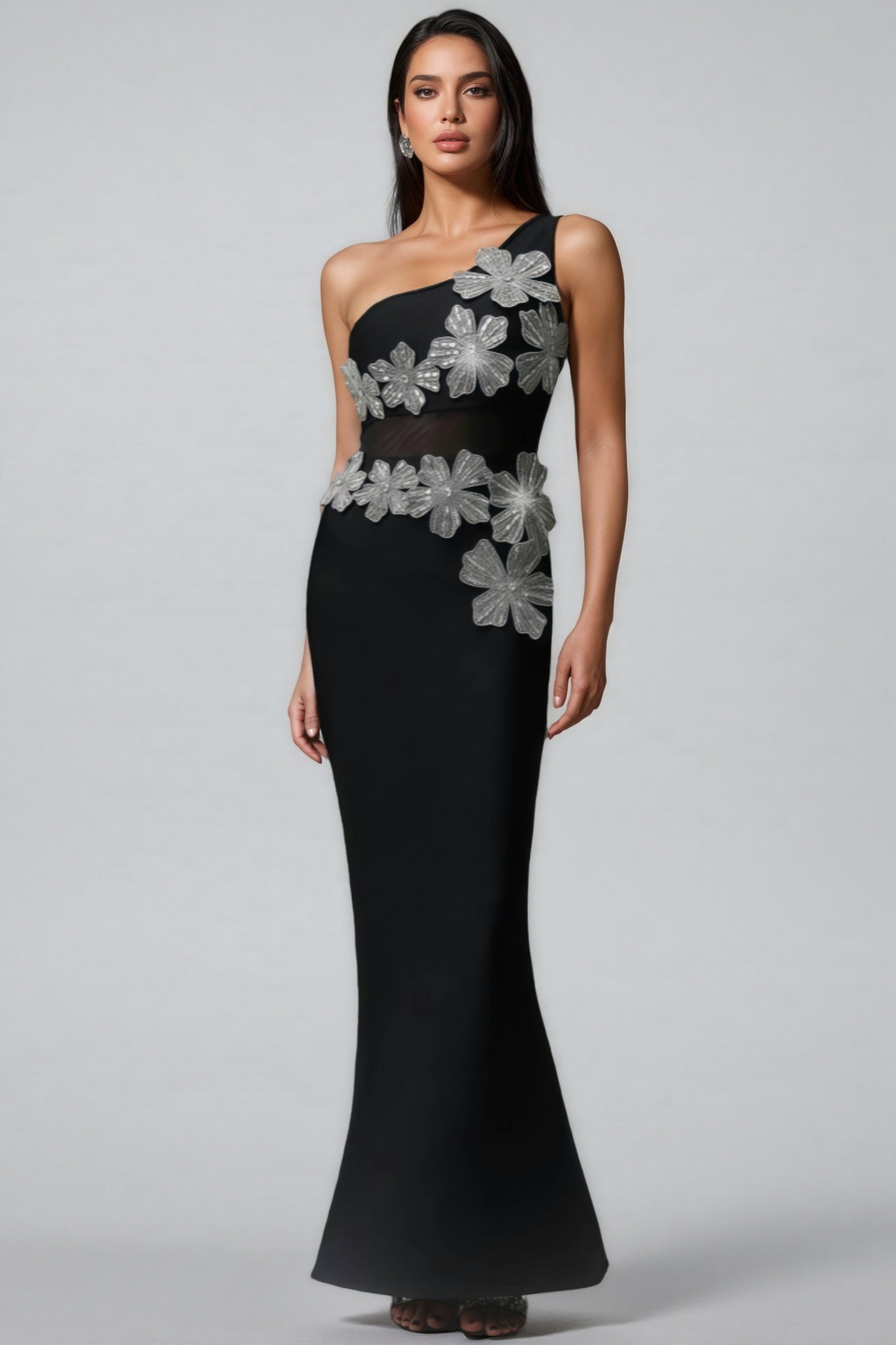 Revits Diamond Flowers Bandage Maxi Dress