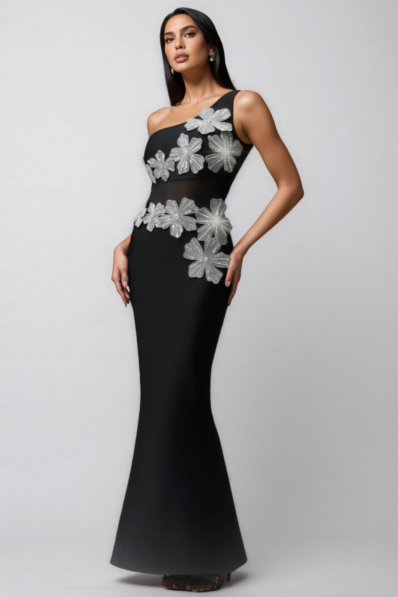 Revits Diamond Flowers Bandage Maxi Dress