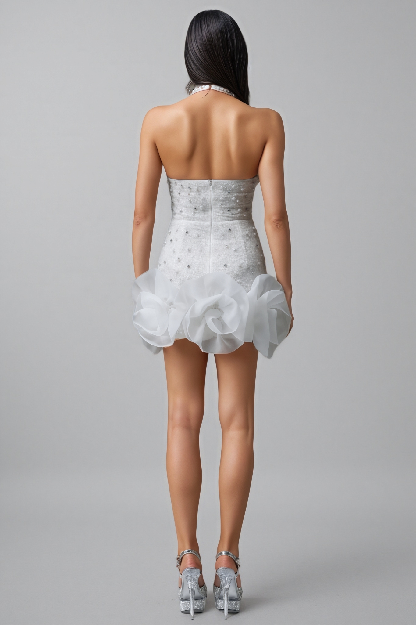 Ilor V-neck Diamond Flowers Mini Dress