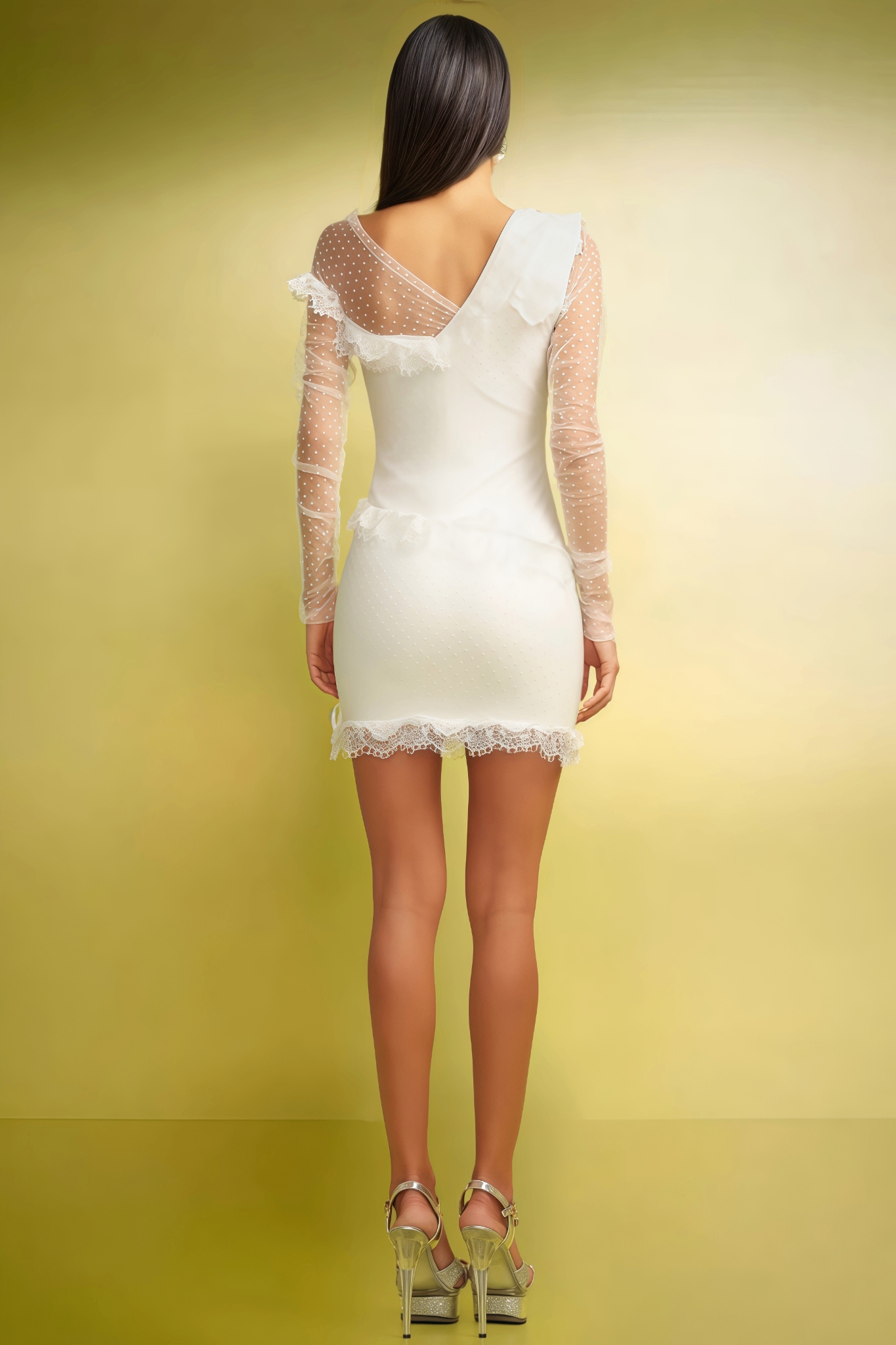 Bront Long Sleeves Lace Bandage Mini Dress