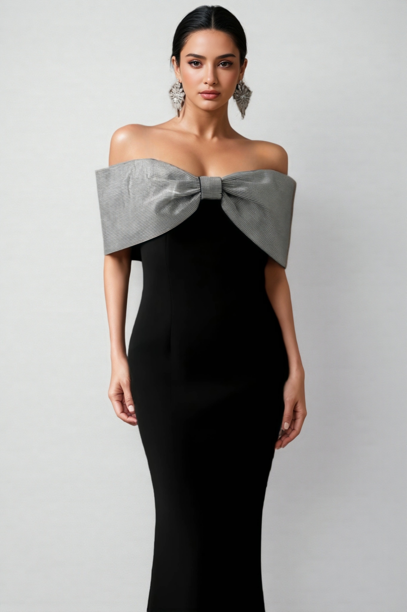 Rydad Bow Diamond Slim Maxi Dress