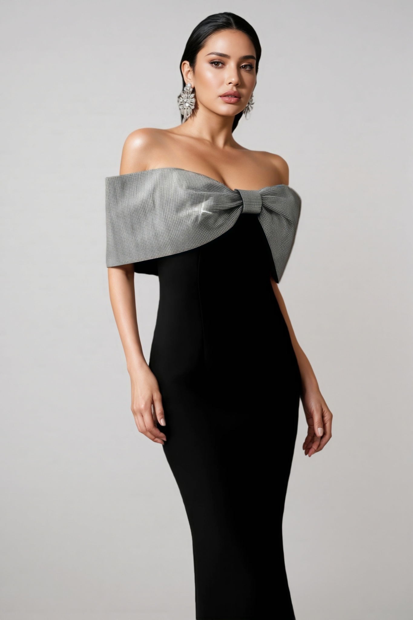 Rydad Bow Diamond Slim Maxi Dress