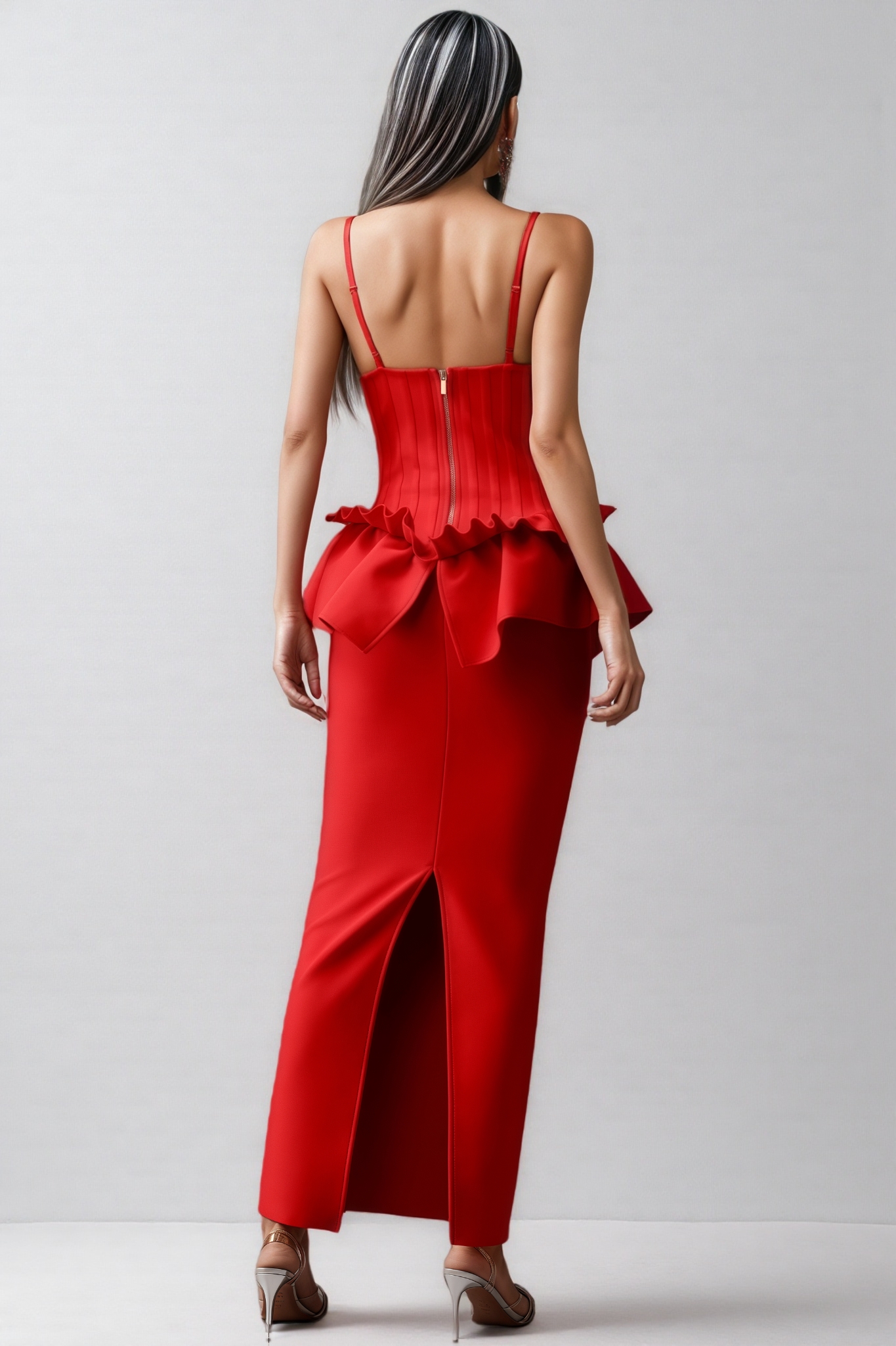 Wrelk Slim Backless Bandage Maxi Dress