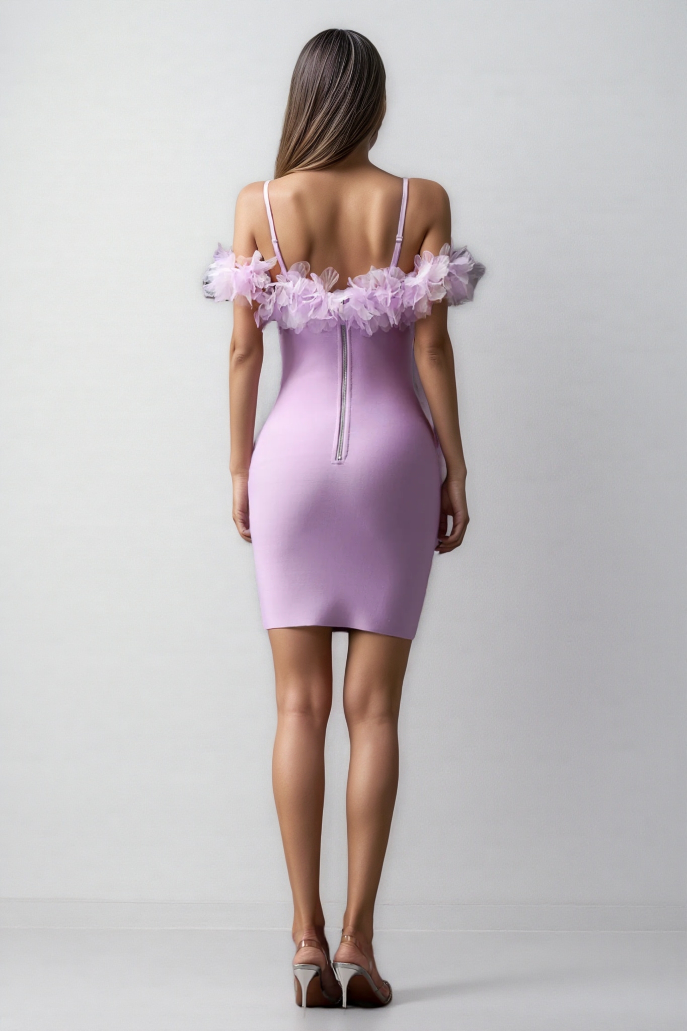 Yoril Sleeveless Flowers Bandage Mini Dress