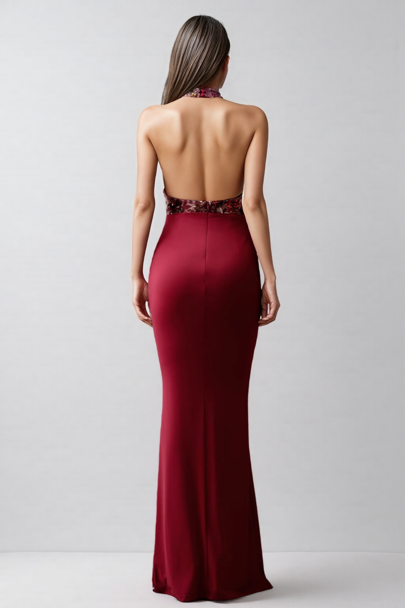 Lorrlf Flowers Sequins Slim Maxi Dress