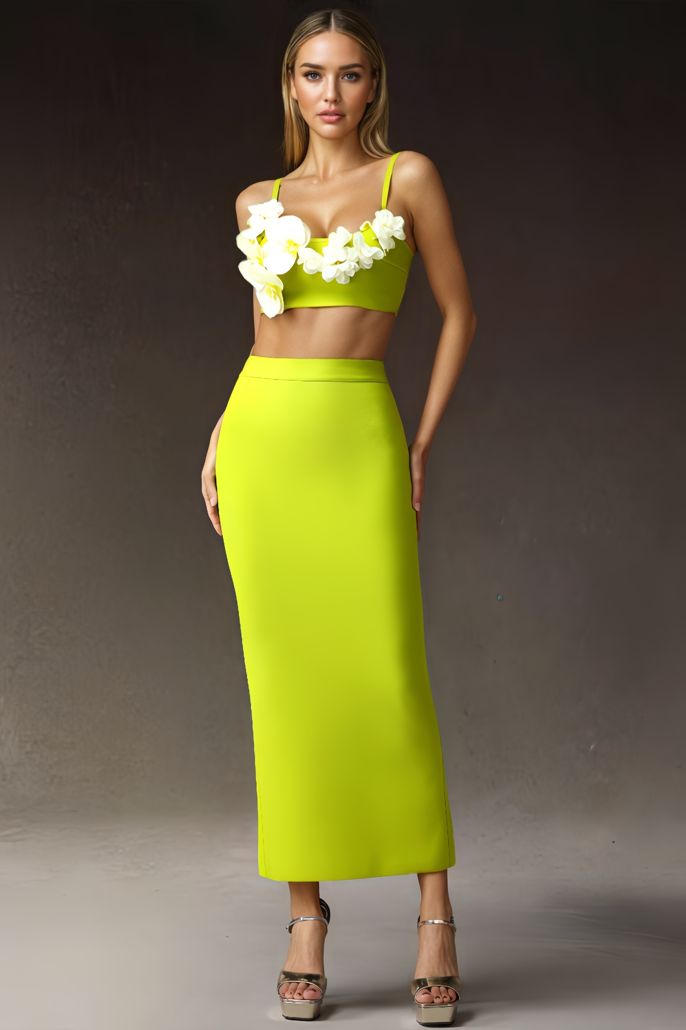 Miri Flowers Slim Bandage Dress Set