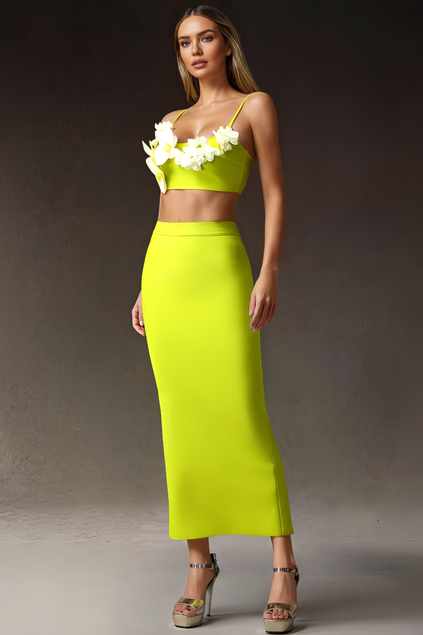 Miri Flowers Slim Bandage Dress Set