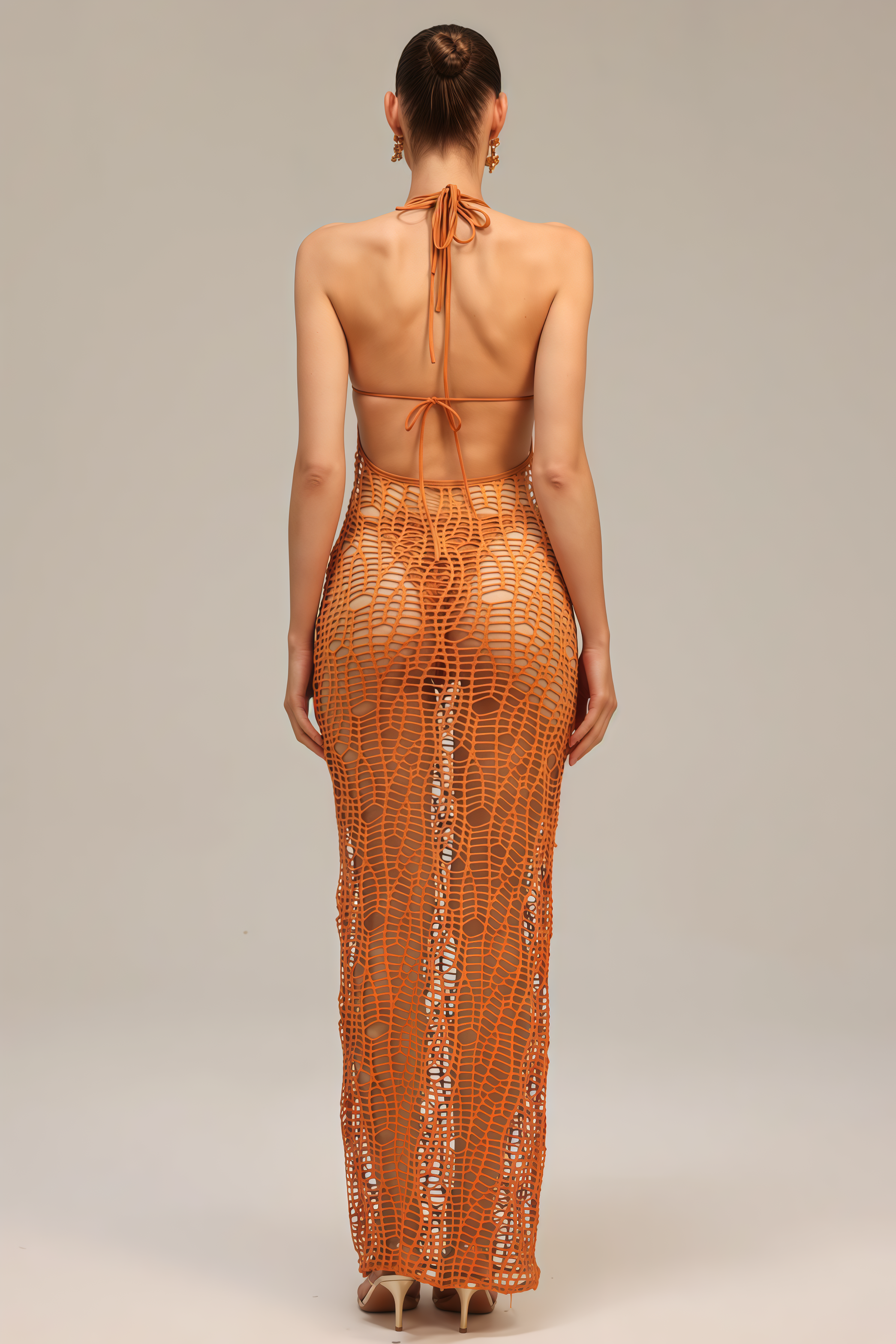 Zimino Orange Cutout Bikini Three Piece Set