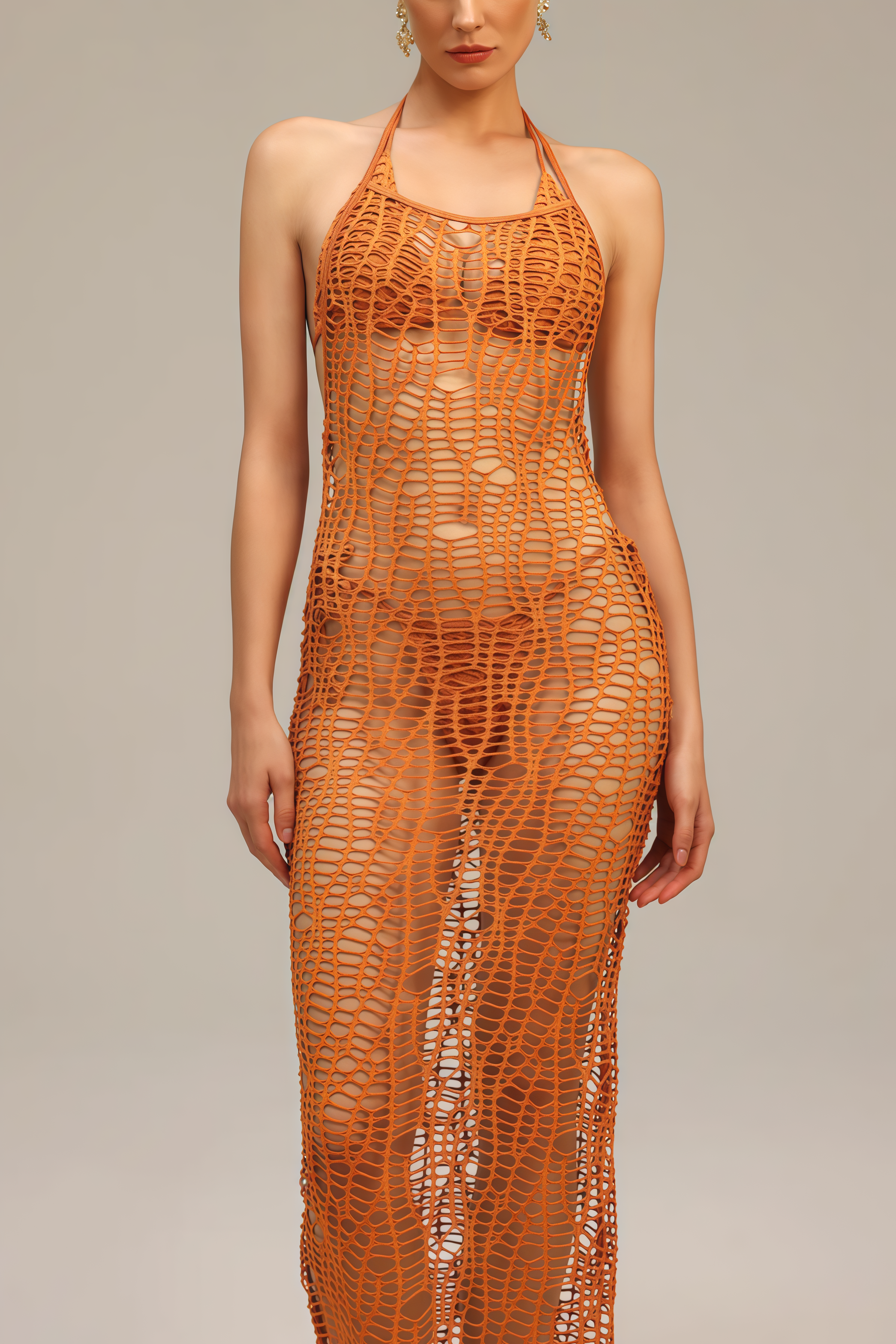 Zimino Orange Cutout Bikini Three Piece Set