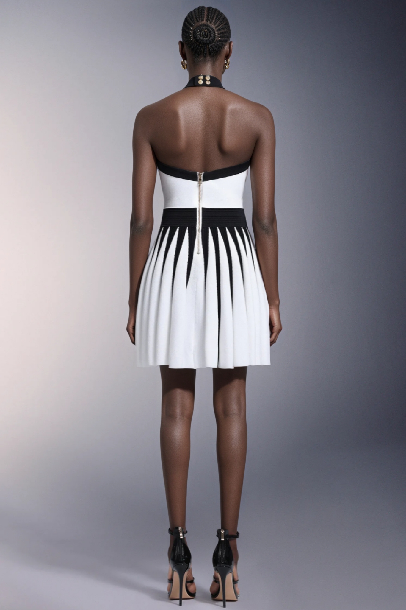 Yairf Flower Halter Stripes Mini Dress