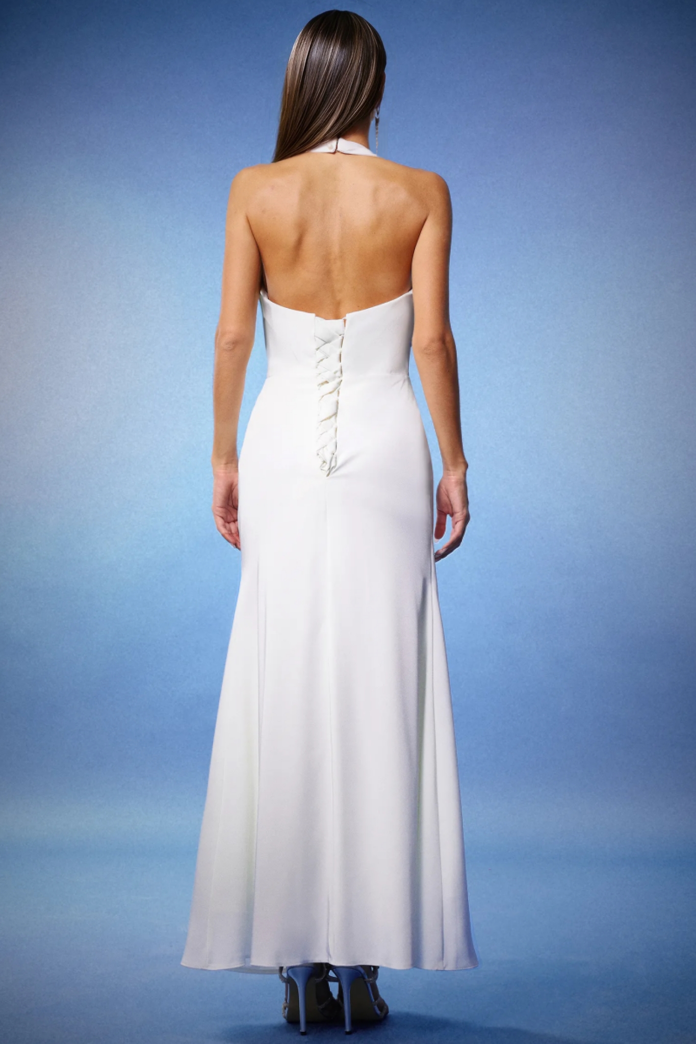 Ansely Deep-V Halter Maxi Dress