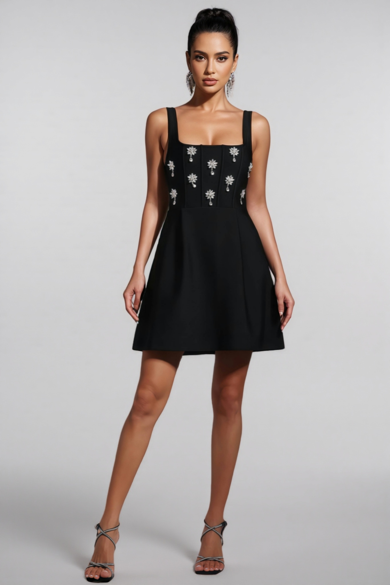 Asha Black Diamond Mini Dress