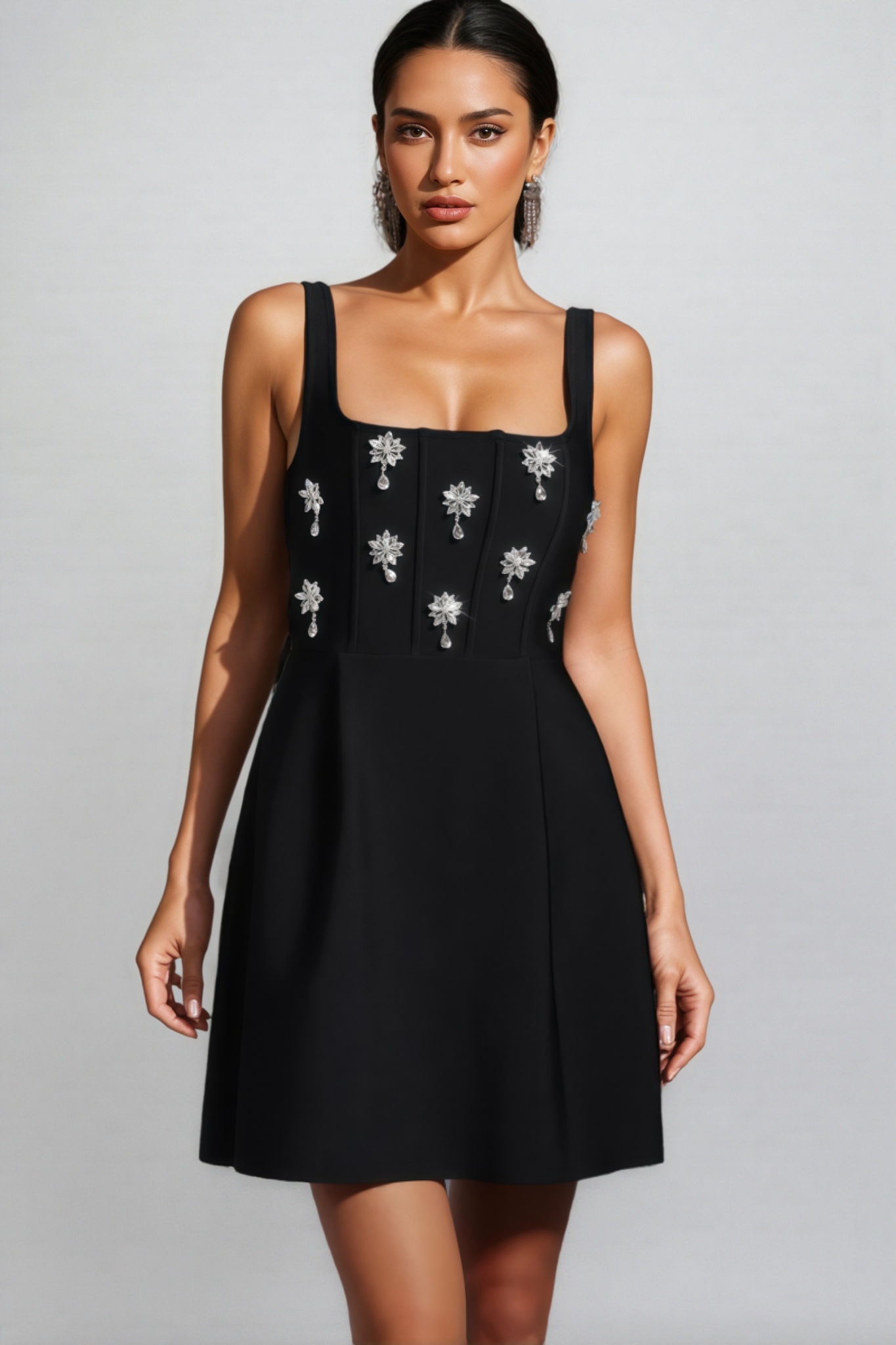 Asha Black Diamond Mini Dress