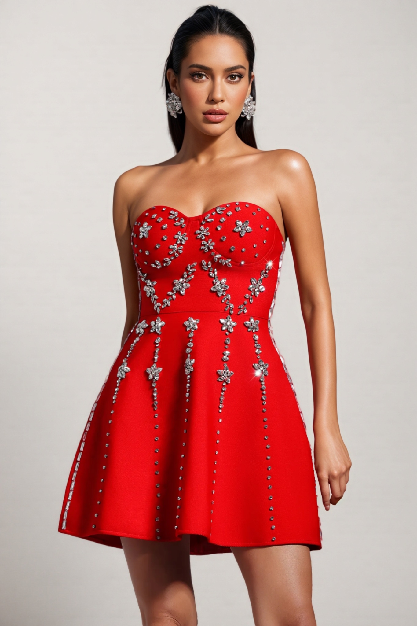 Dagan Diamonds 3D Floral Mini Dress