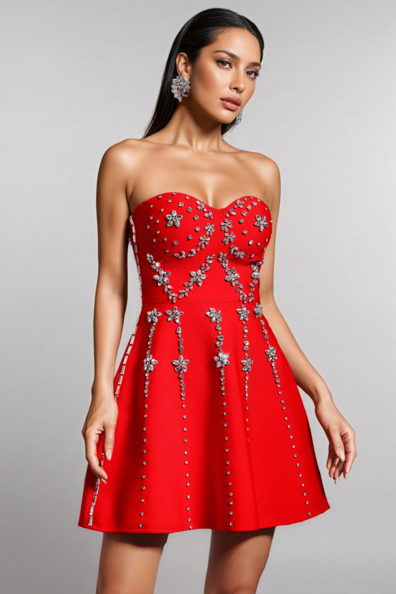 Dagan Diamonds 3D Floral Mini Dress