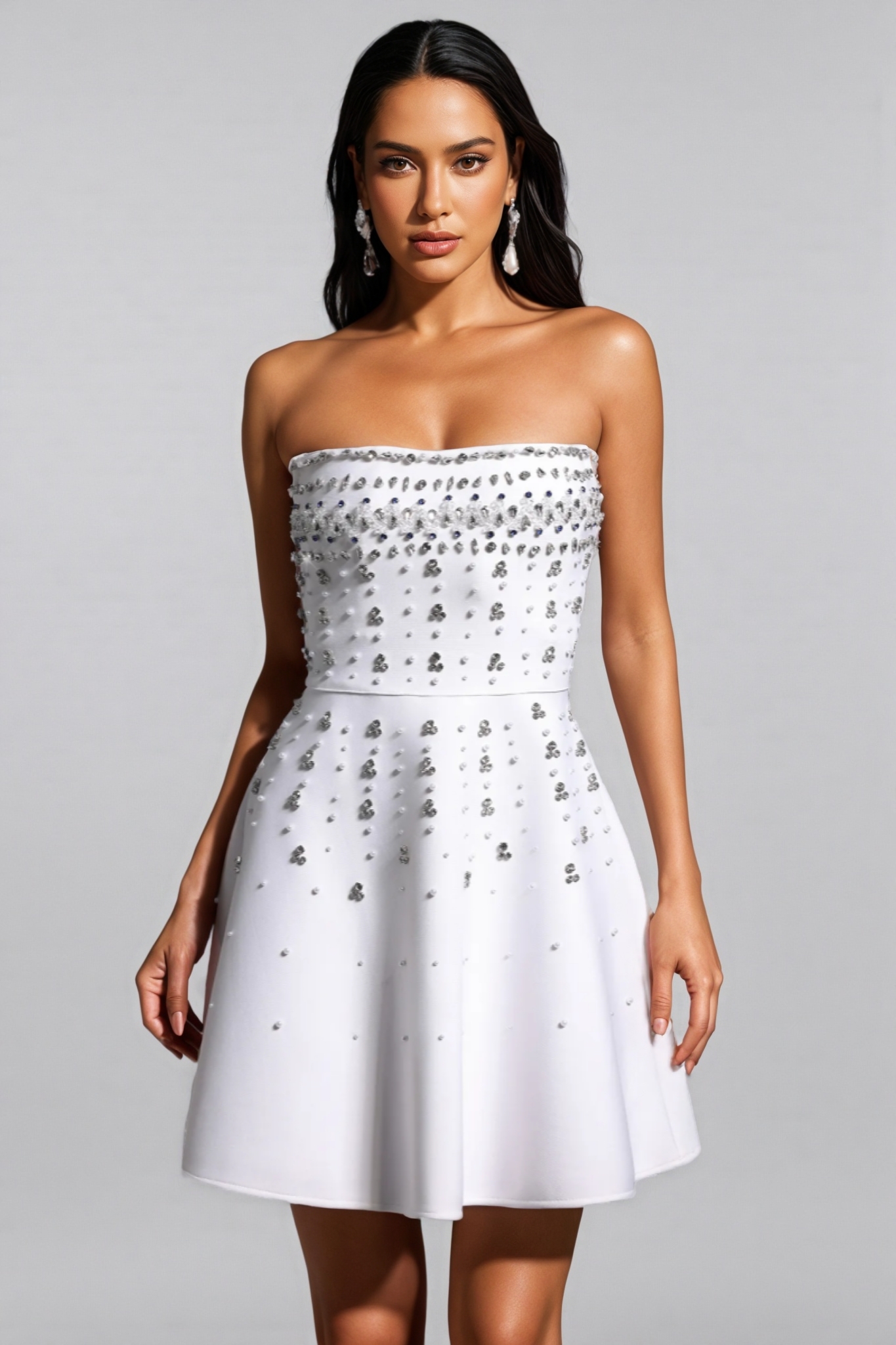 Kaelht Strapless Diamond Bandage Mini Dress