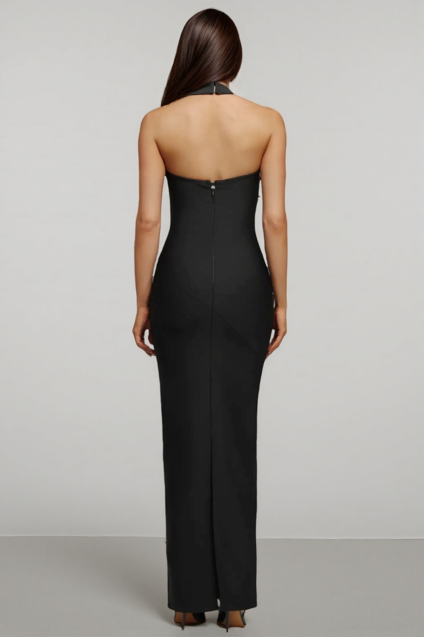 Winona Diamond Halter-Neck Maxi Dress