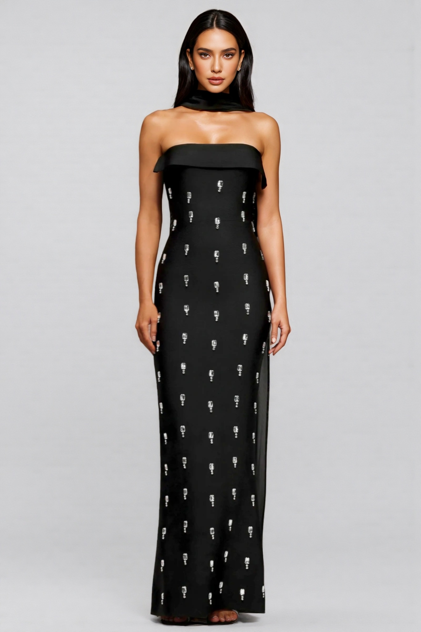 Pravk Strapless Diamond-Embellished Maxi Dress