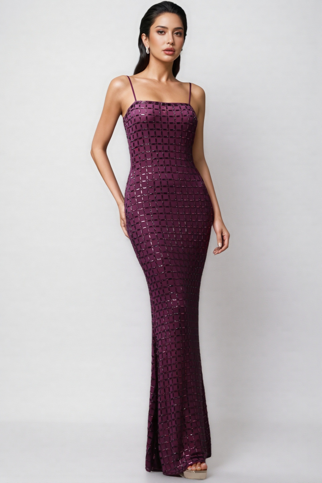 Mishatp Sleeveless Diamond Maxi Dress