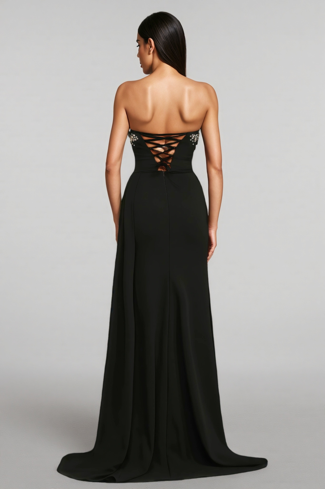 Gloria Sleeveless Pearl V-Neck Slit Maxi Dress