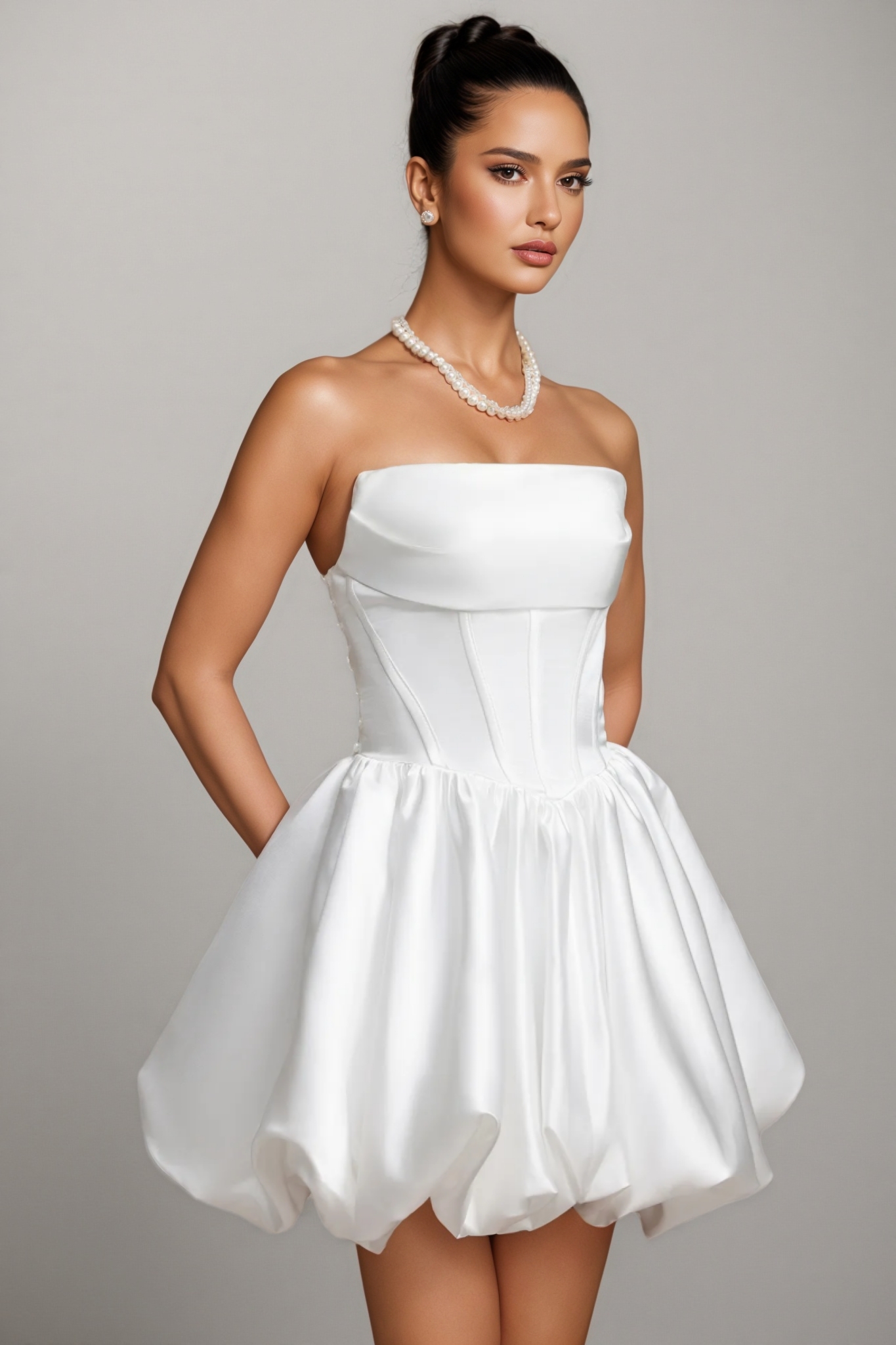 Calara Fishbone Strapless Mini Dress
