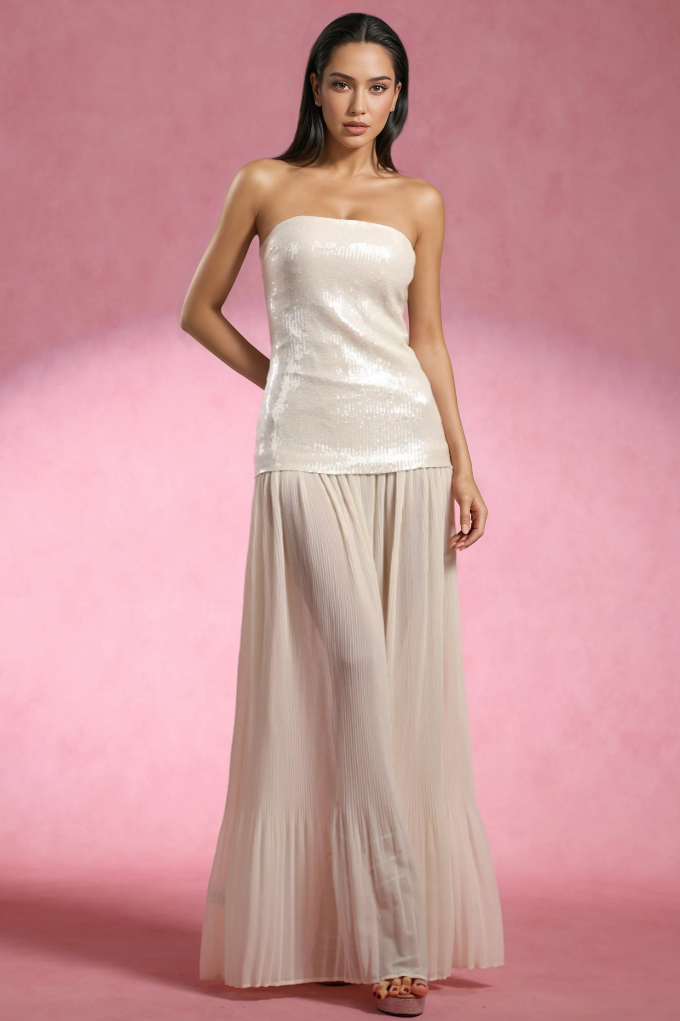 Tada Sleeveless Sequin Maxi Dress