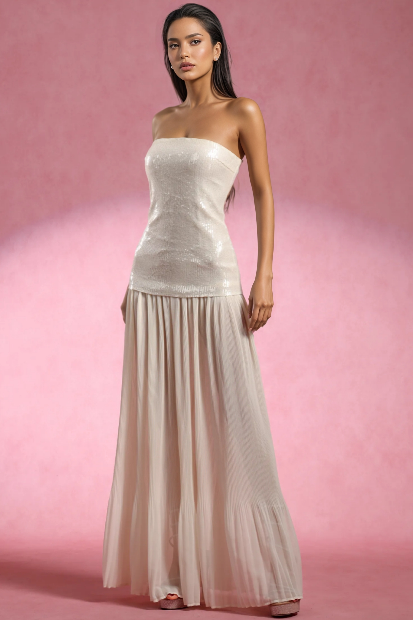 Tada Sleeveless Sequin Maxi Dress
