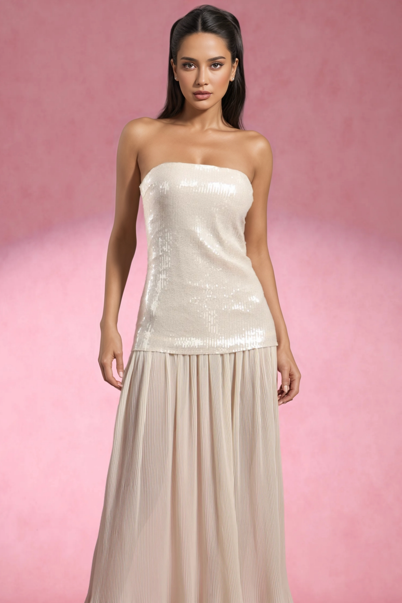 Tada Sleeveless Sequin Maxi Dress