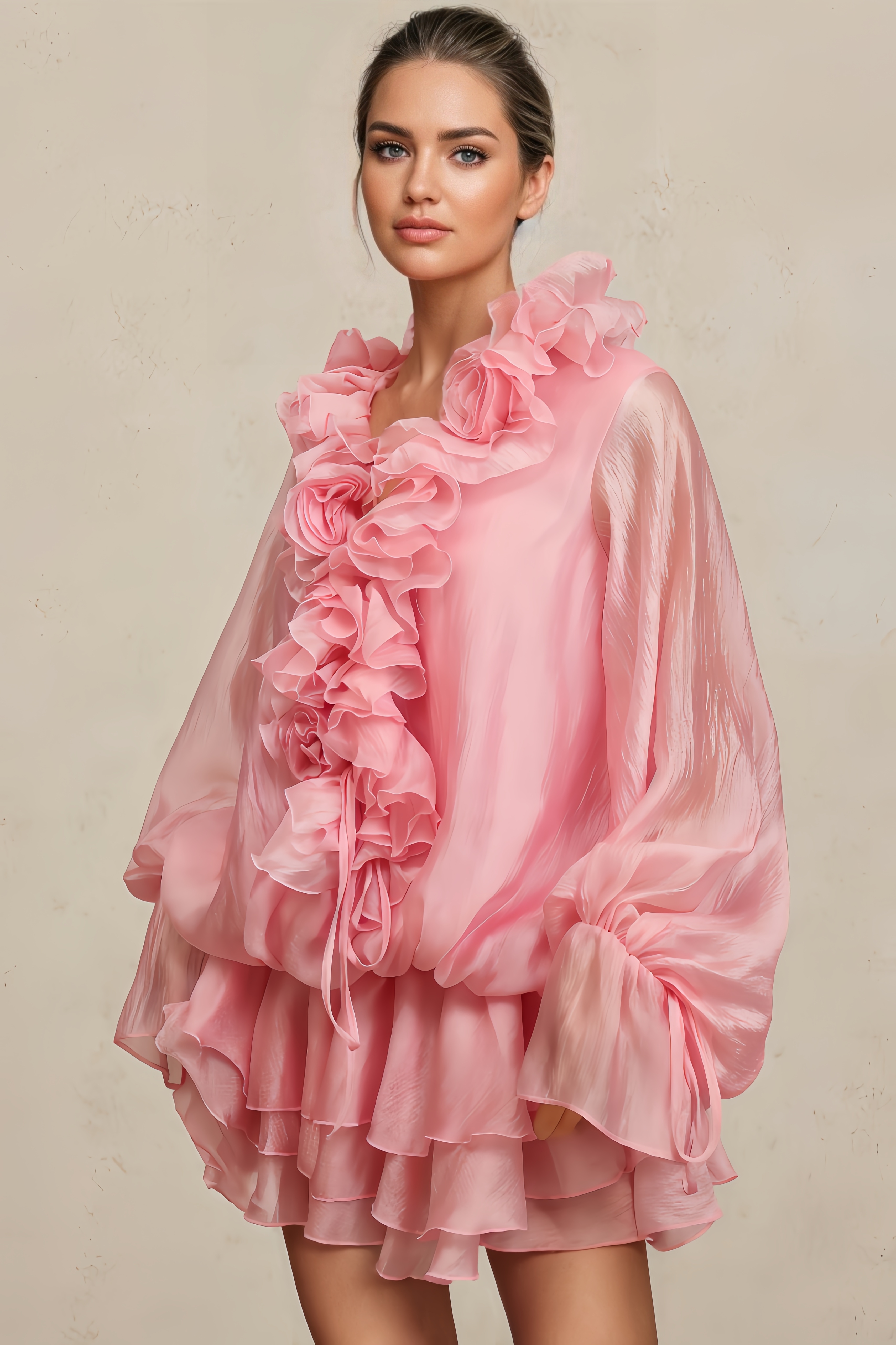 Odele Long-Sleeved Printed Mini Dress