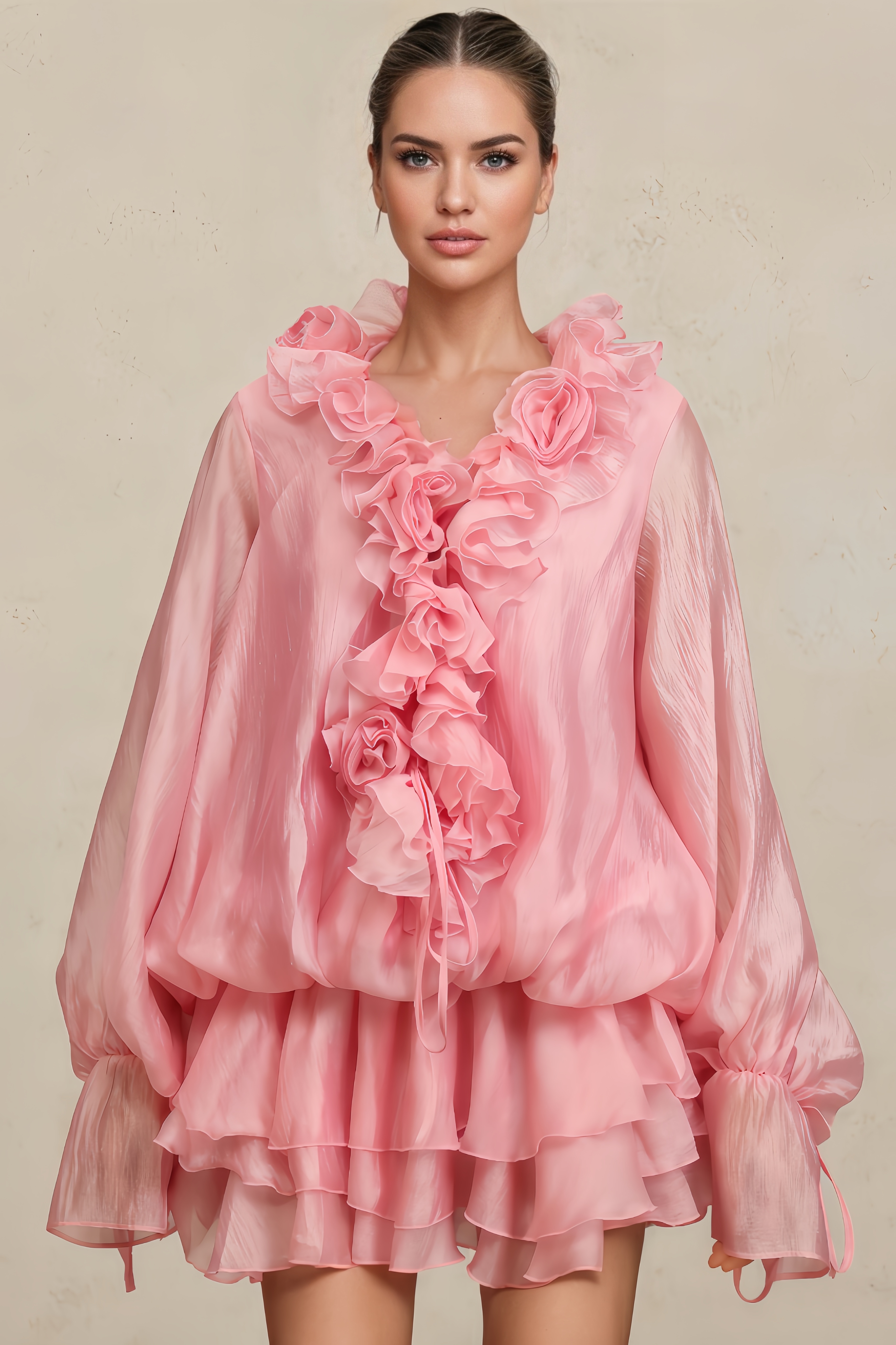 Odele Long-Sleeved Printed Mini Dress