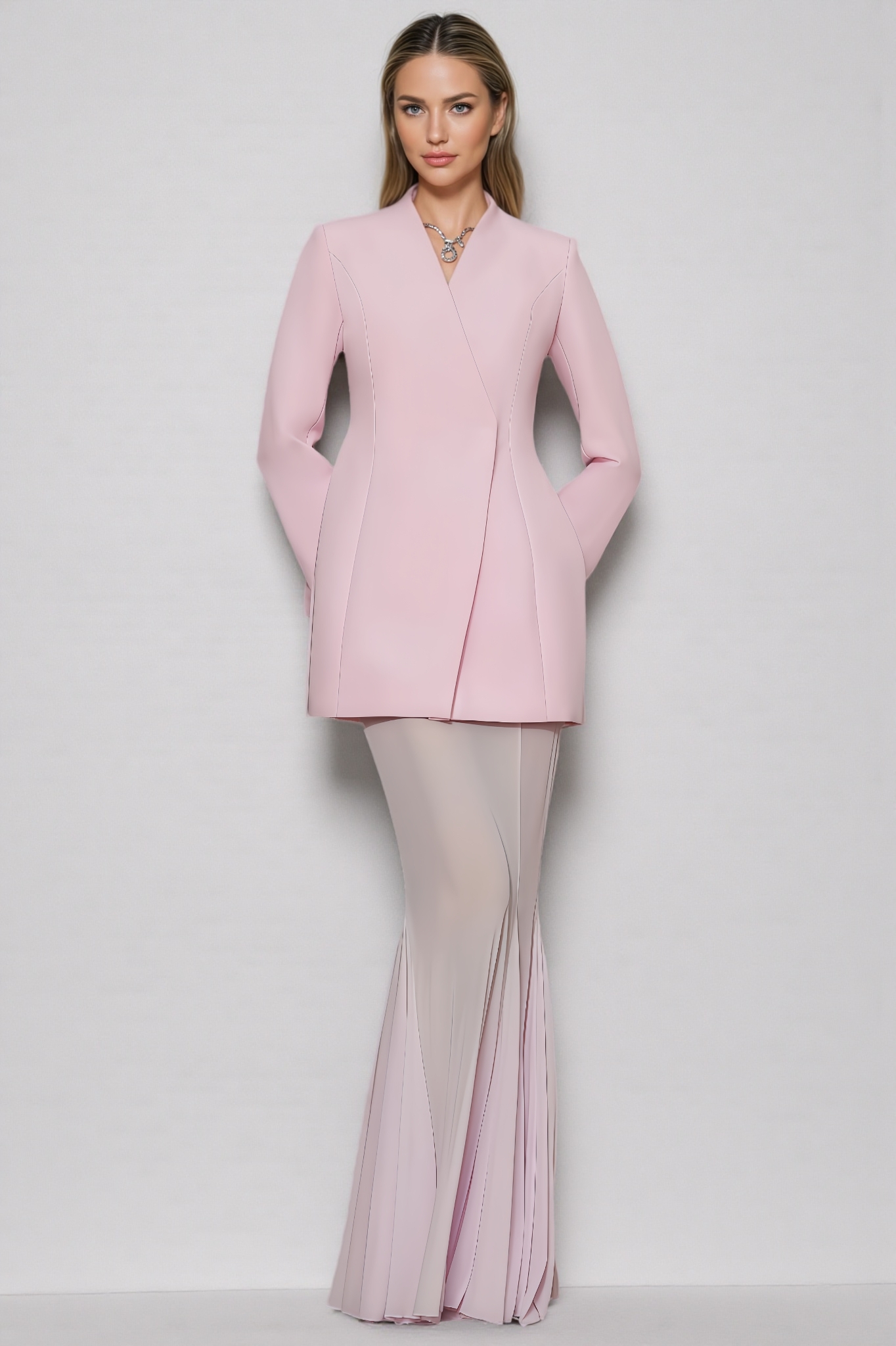 Adley Blazer Tulle Fishtail Dress Set