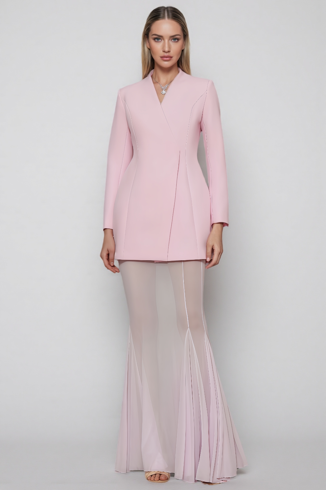 Adley Blazer Tulle Fishtail Dress Set