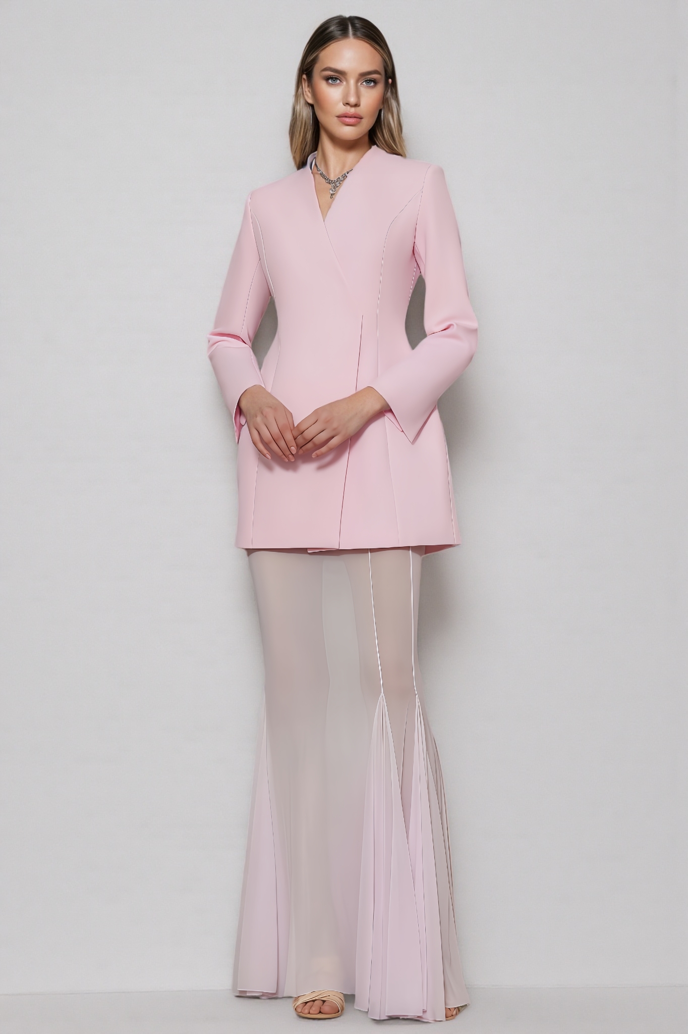 Adley Blazer Tulle Fishtail Dress Set