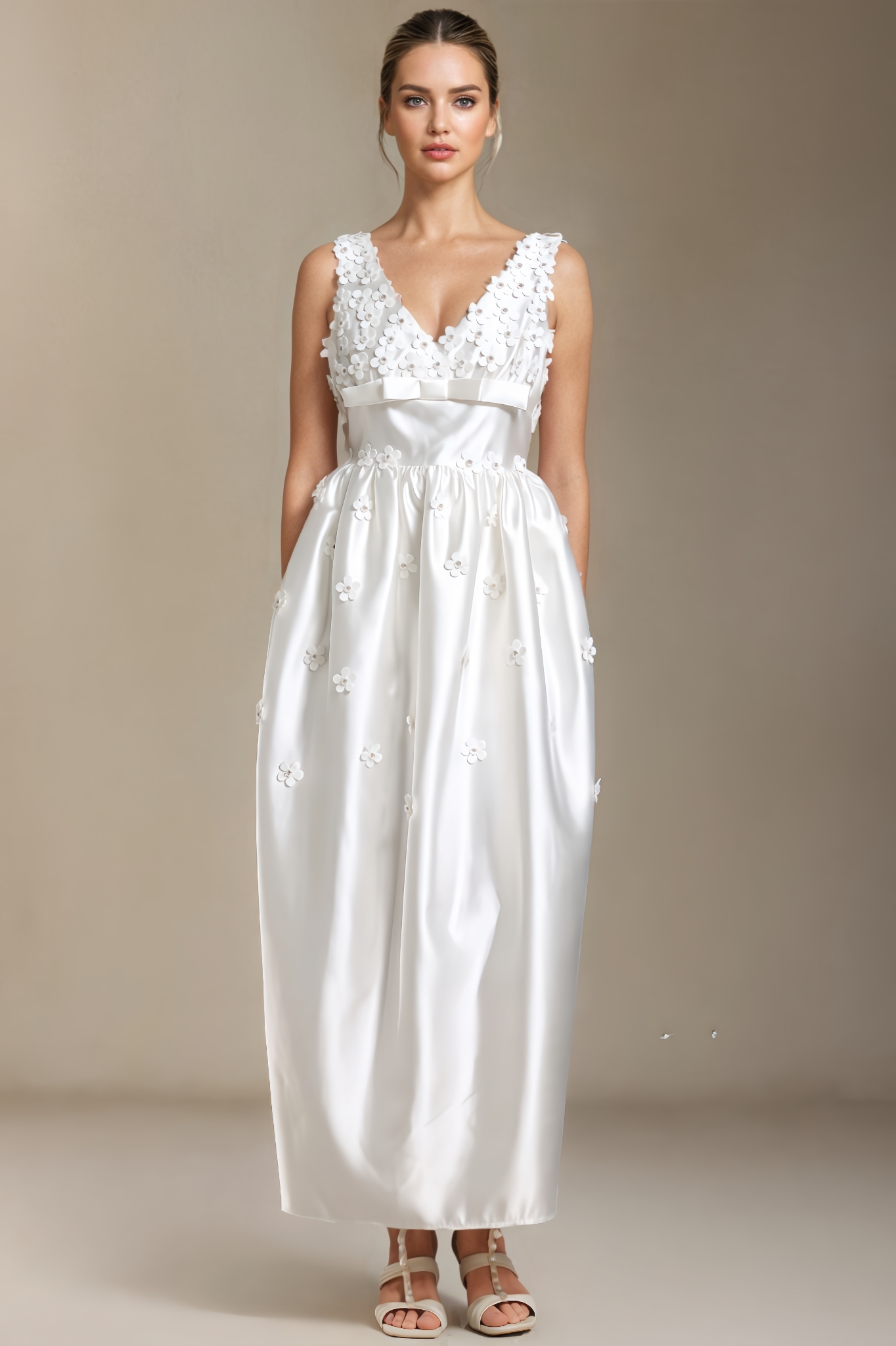 Rafik Bow V-Neck Maxi Dress