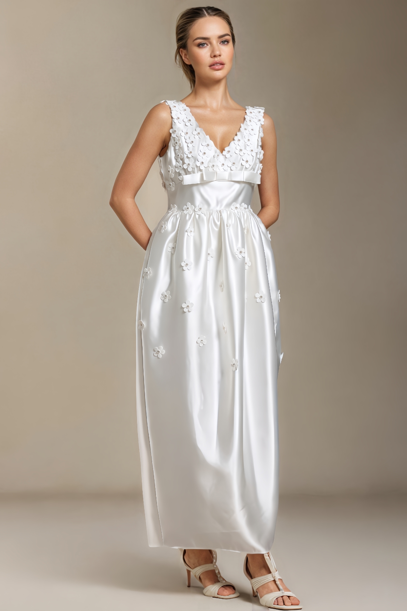 Rafik Bow V-Neck Maxi Dress