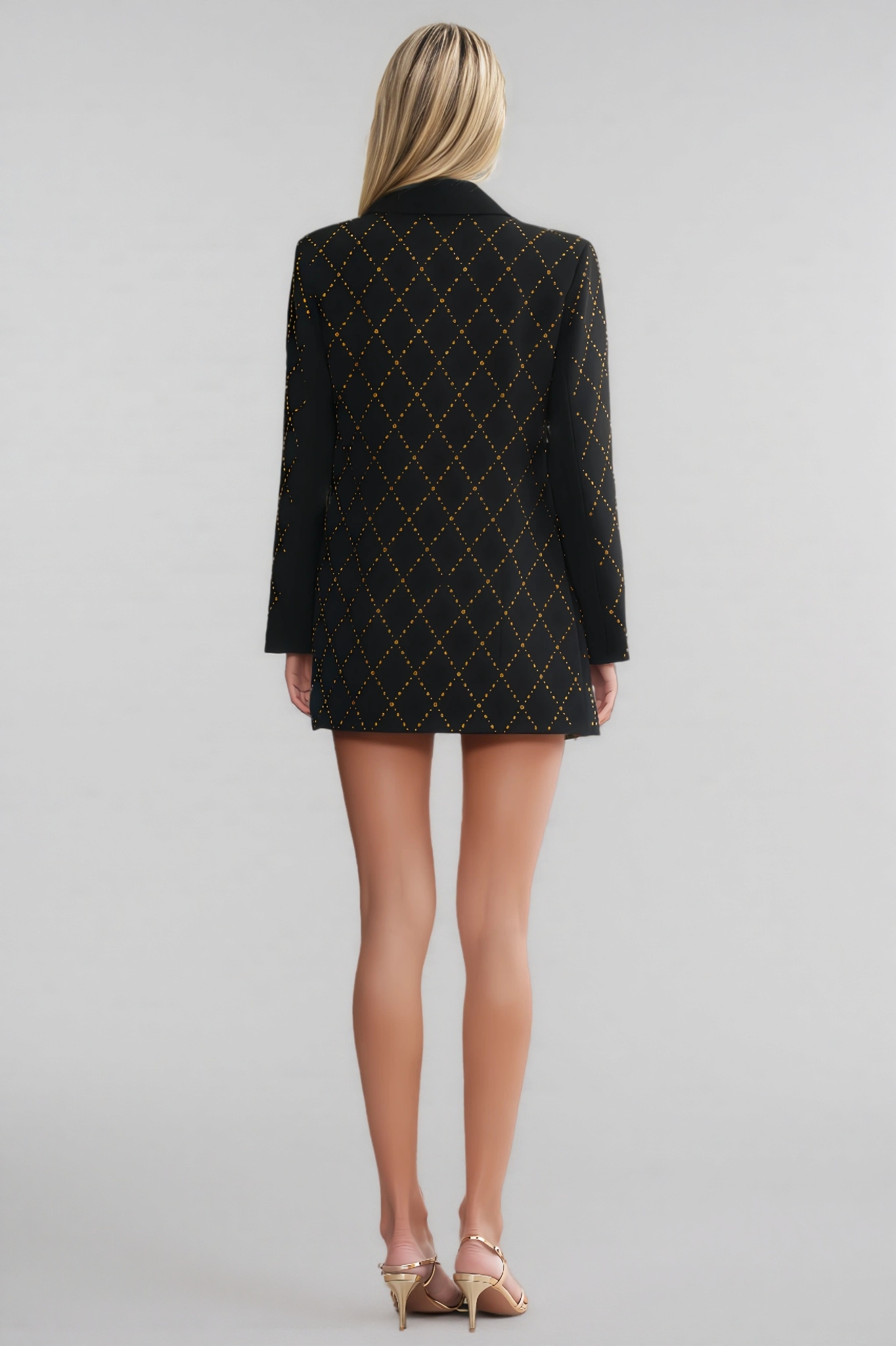 Ela Rhinestone Argyle Mini Dress