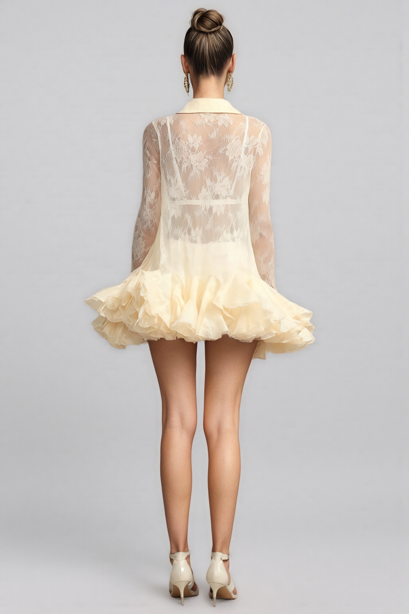 Yalia Lace Blouse Mini Dress