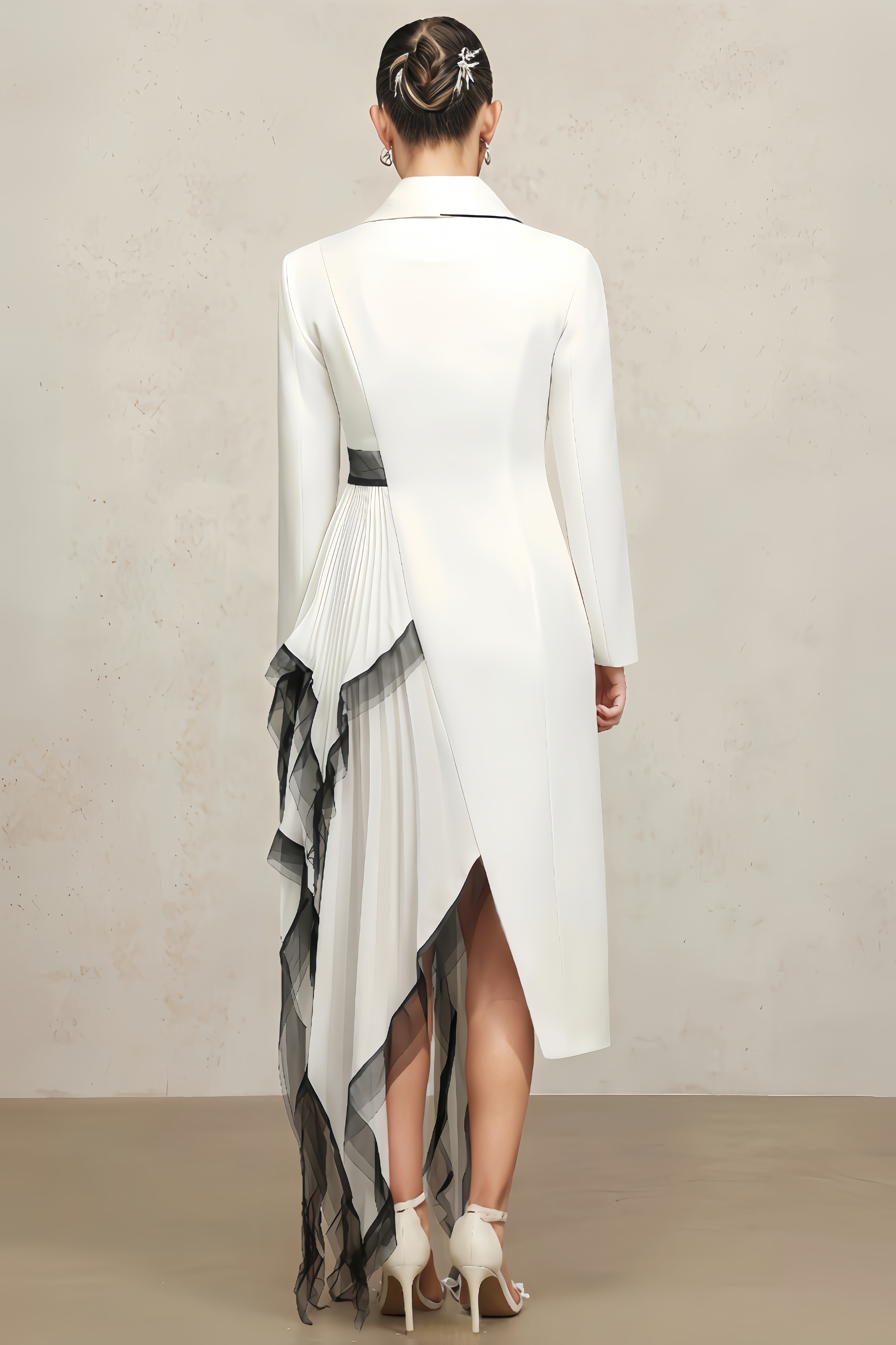 Ilyas Long Sleeves Folds Maxi Dress