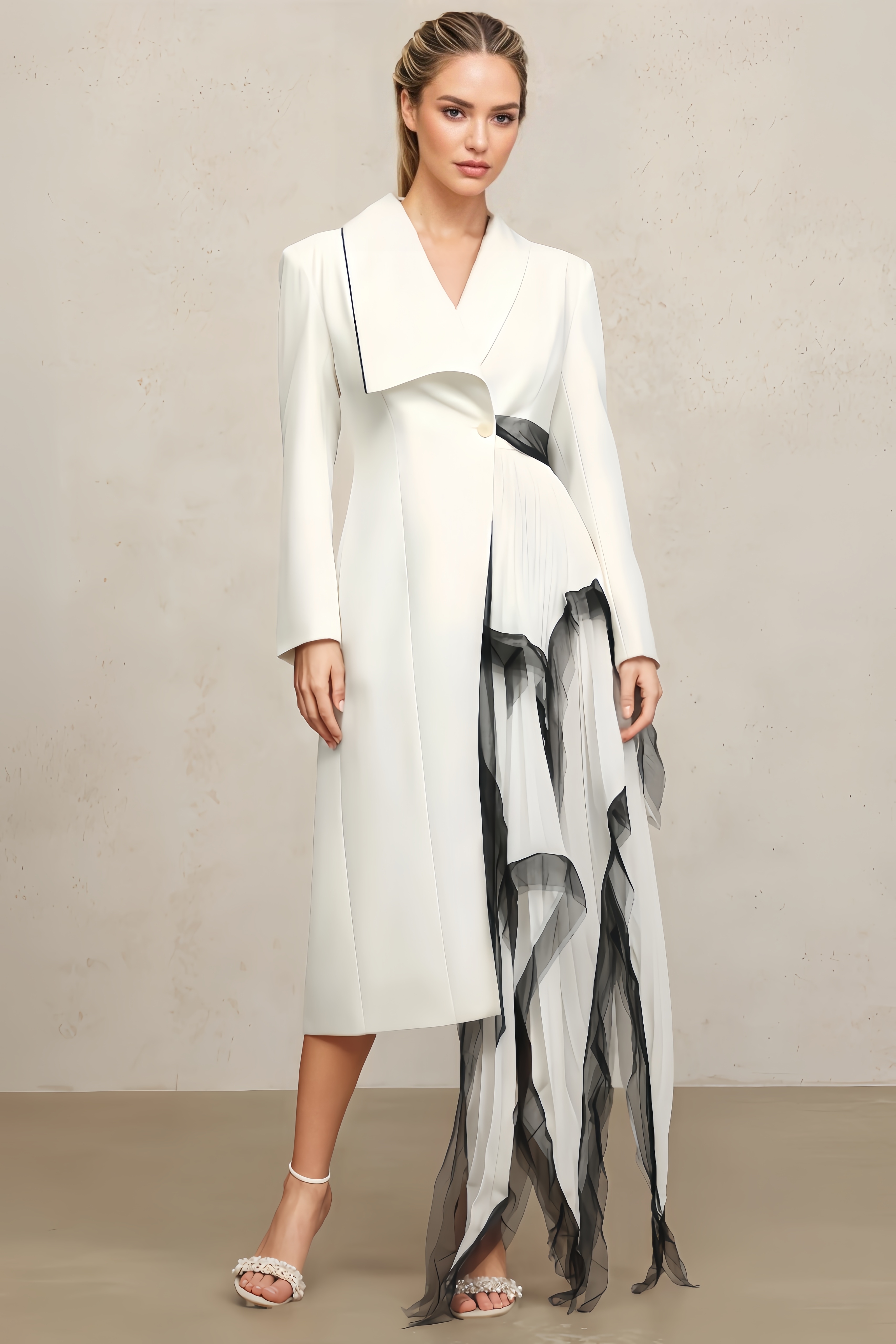 Ilyas Long Sleeves Folds Maxi Dress