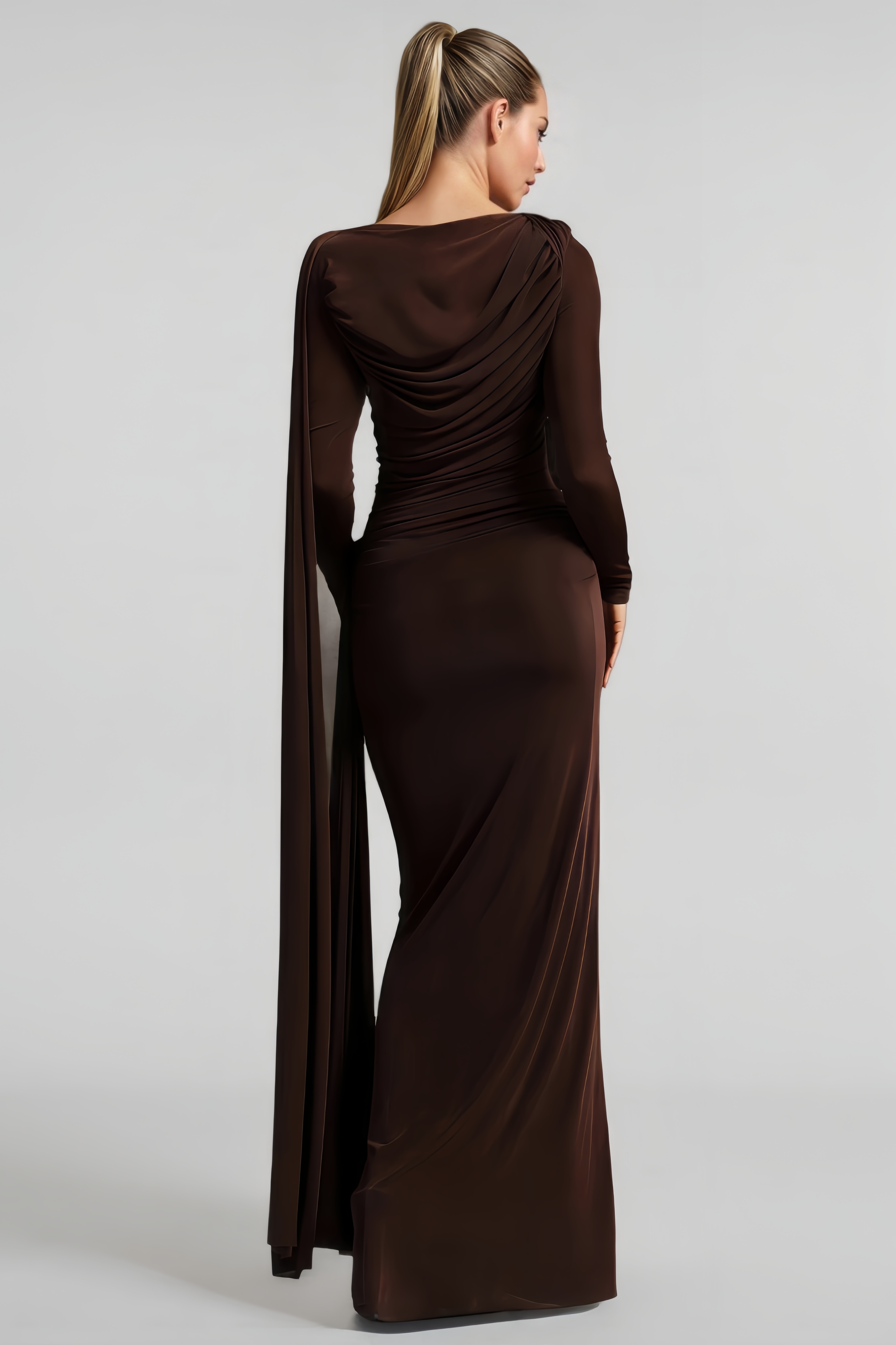 Analu Long-Sleeved Pleated Maxi Dress