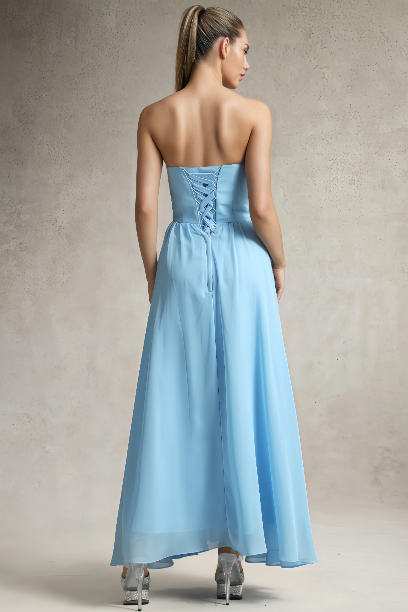 Eero Strapless Pleated Chiffon Maxi Dress
