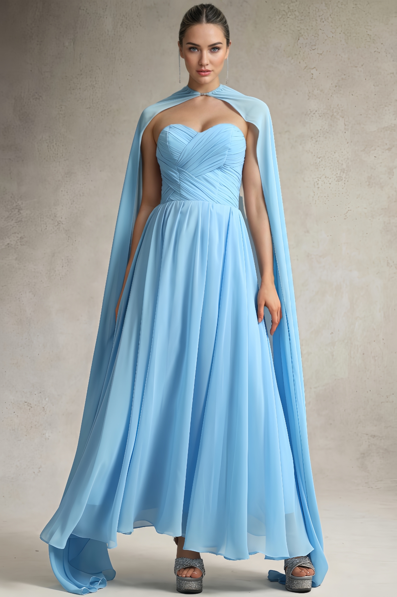 Eero Strapless Pleated Chiffon Maxi Dress