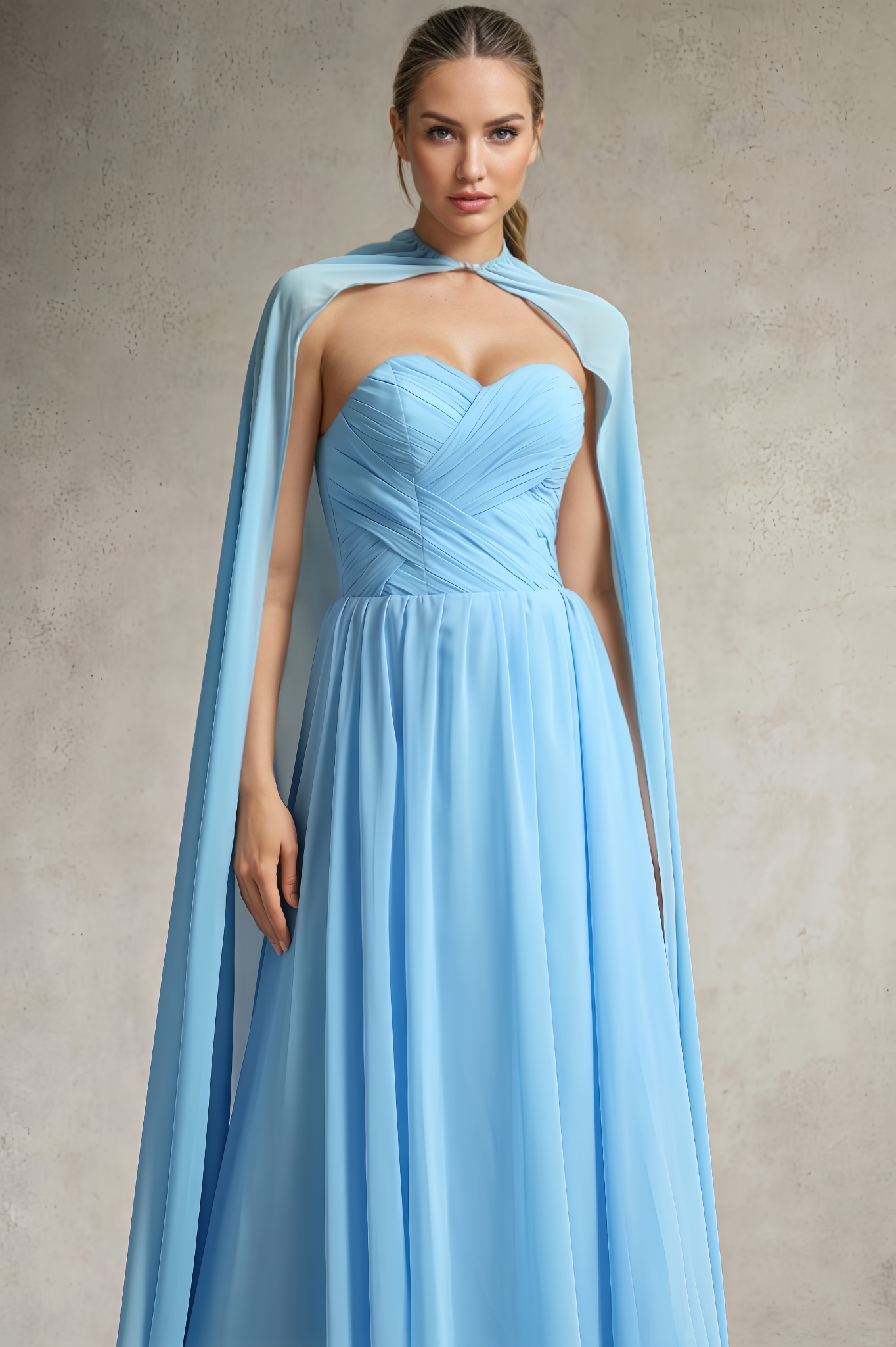 Eero Strapless Pleated Chiffon Maxi Dress