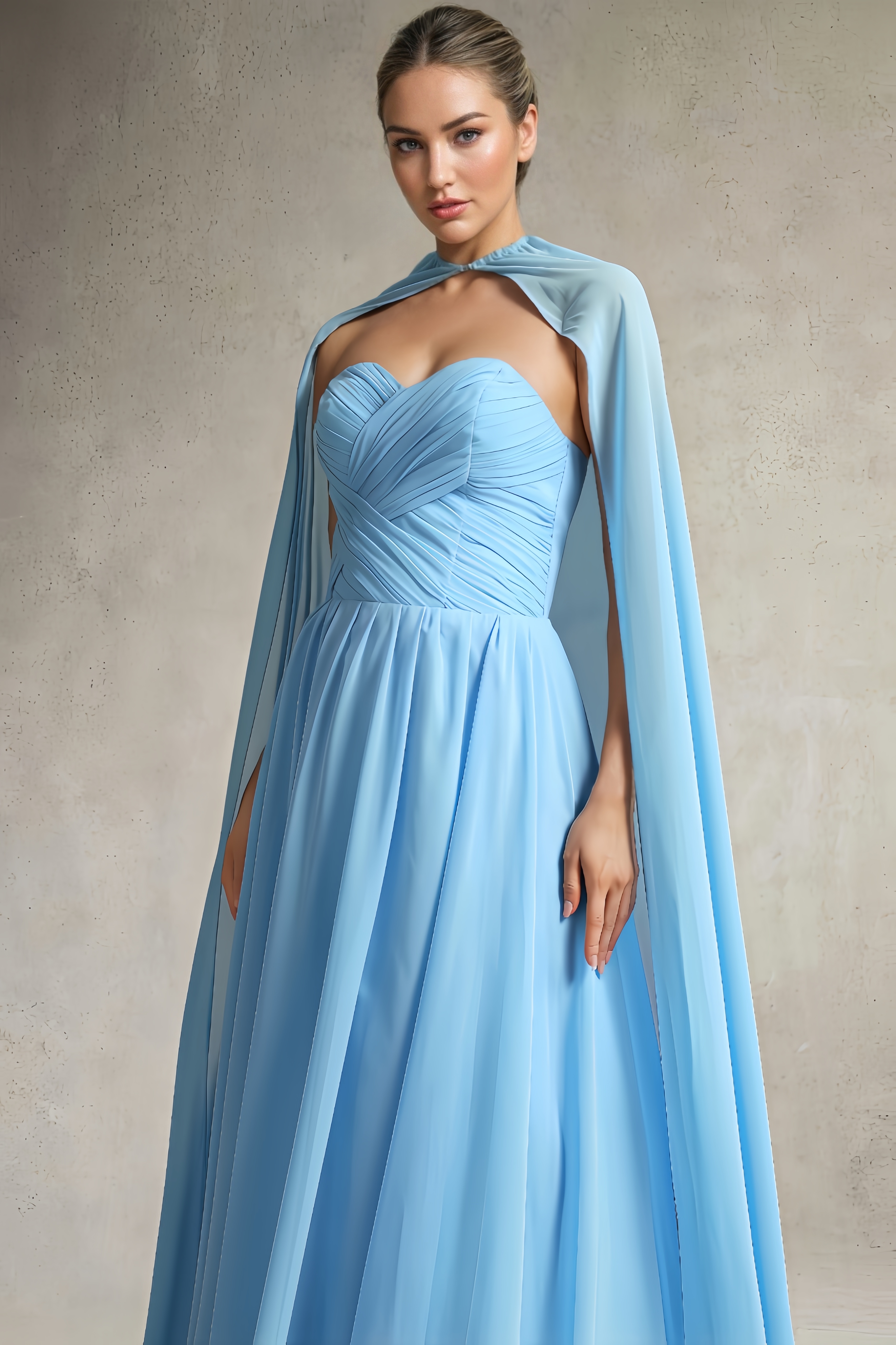 Eero Strapless Pleated Chiffon Maxi Dress