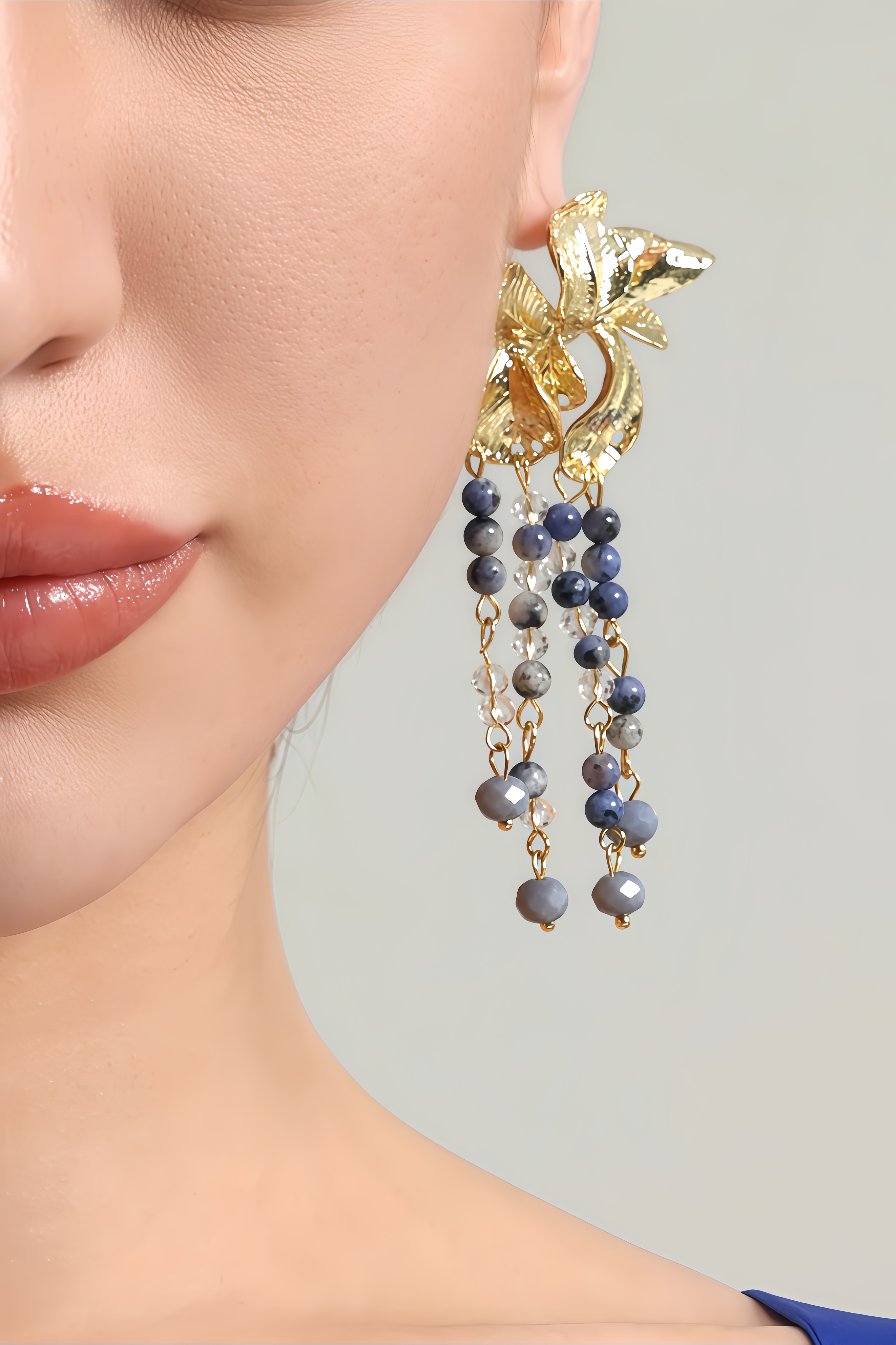 Ulrica Flower Bead Stringing Tassels Earrings