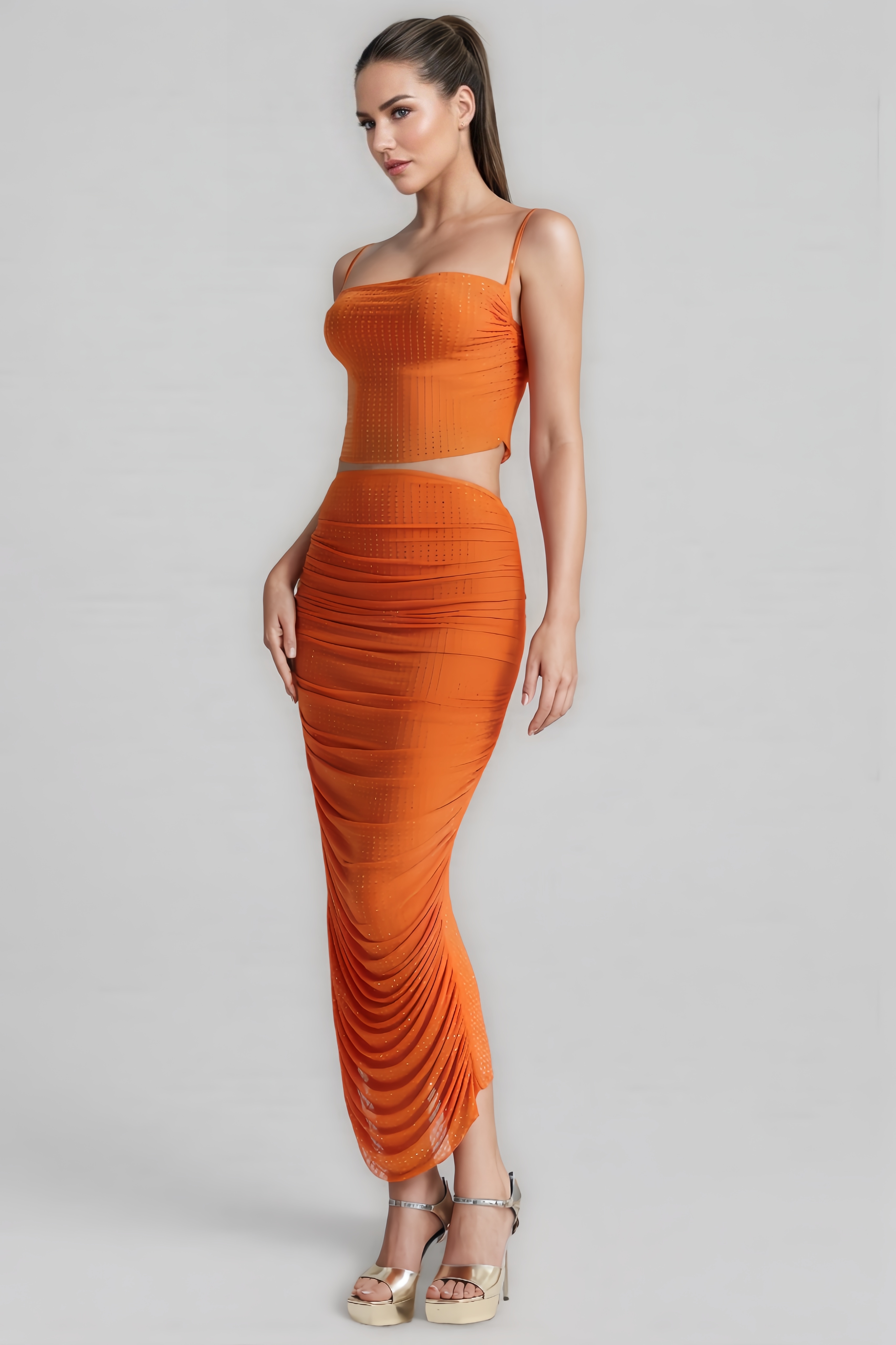 Mina Sleeveless Rhinestone Two Piece Set