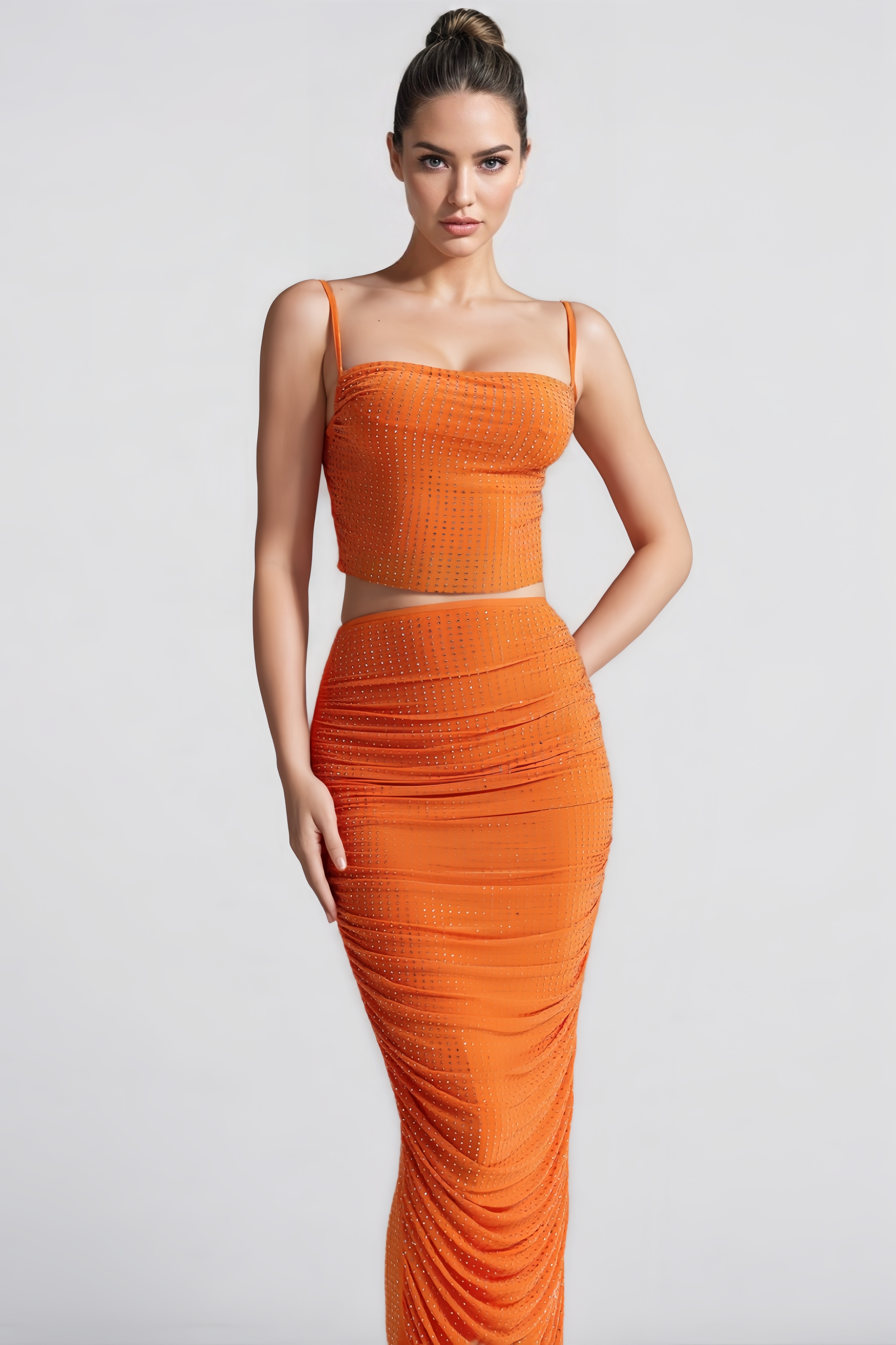 Mina Sleeveless Rhinestone Two Piece Set