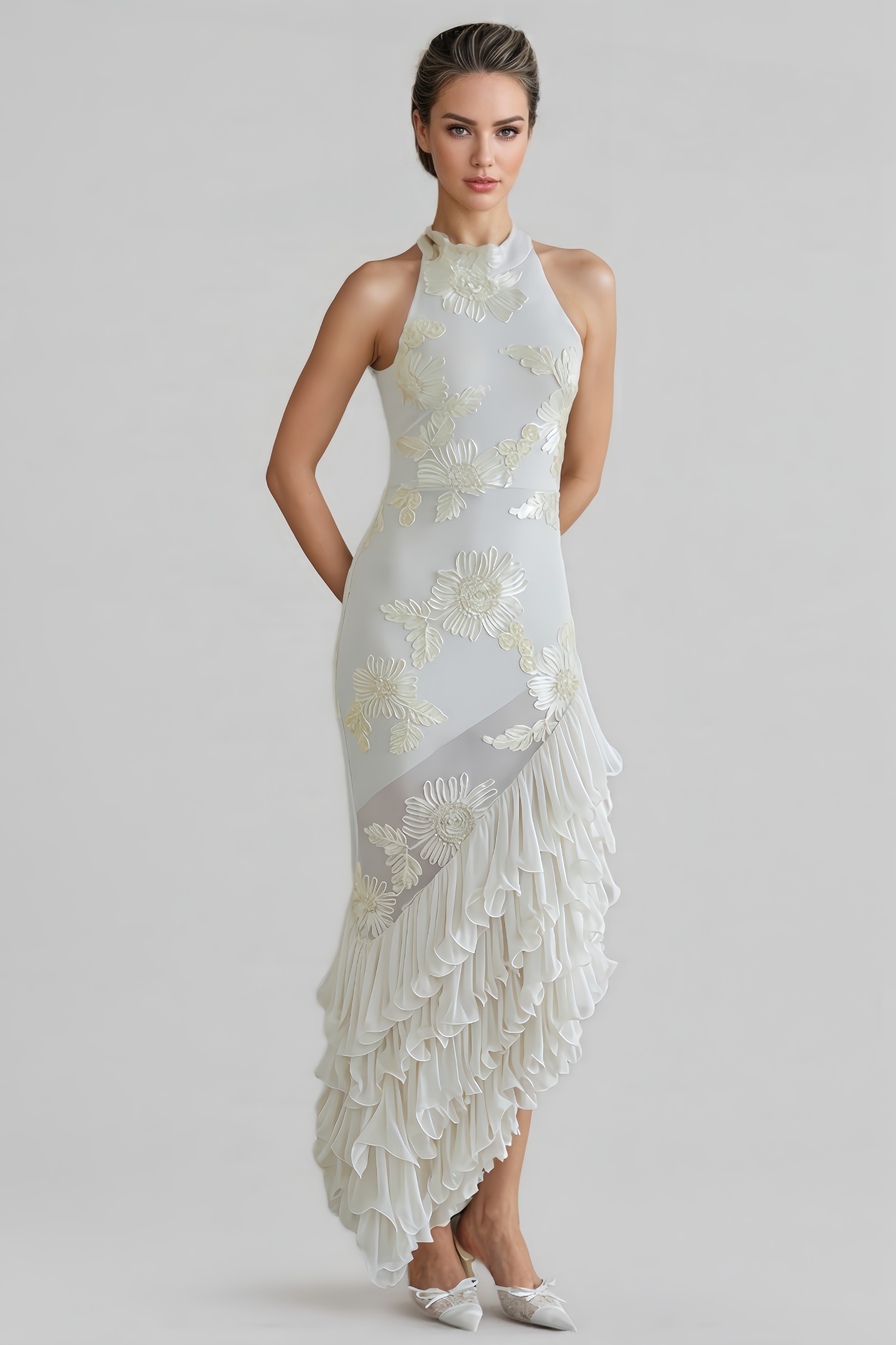 Miri Ruffled Floral Midi Dress